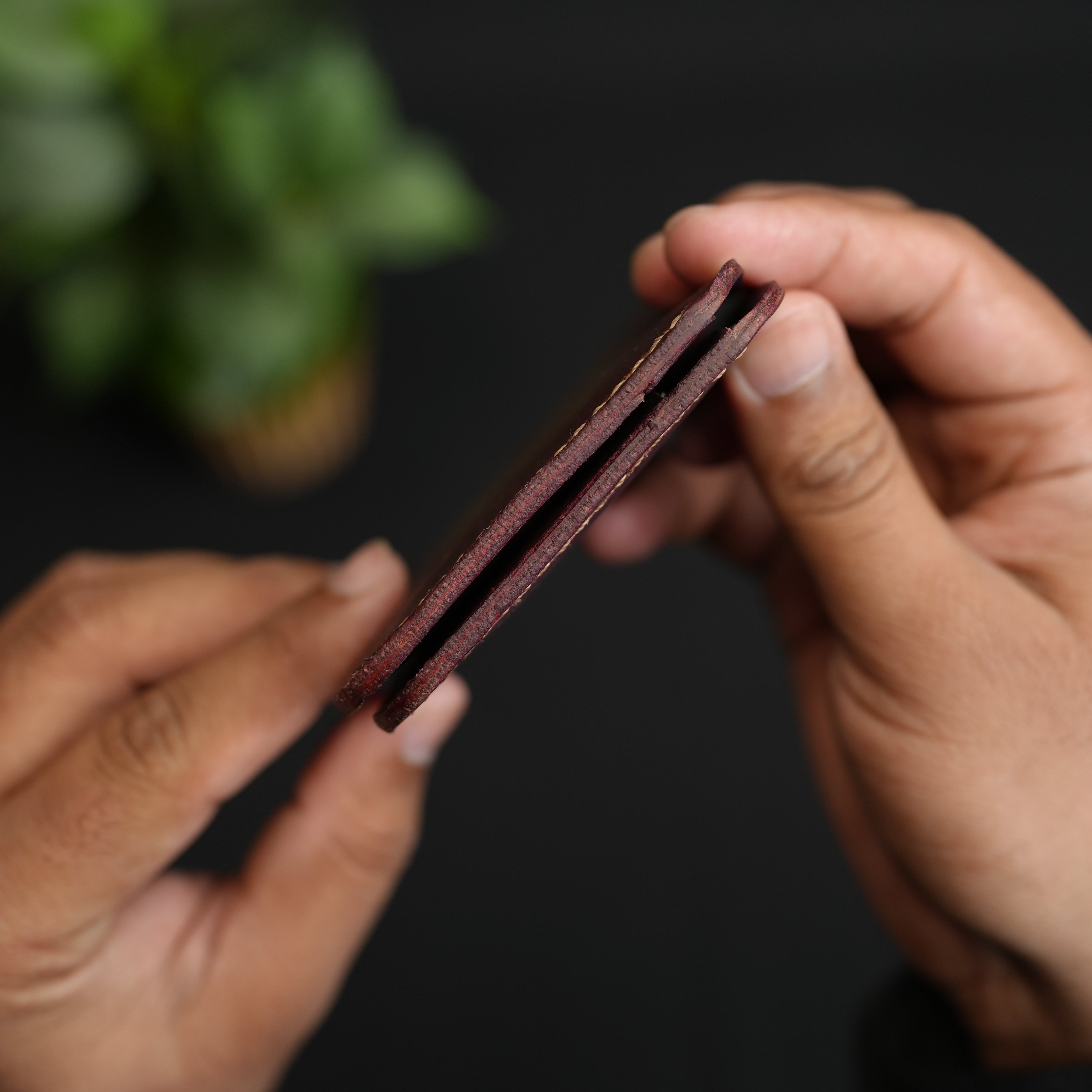 No.55 Bilfold Leather wallet Bordo Color