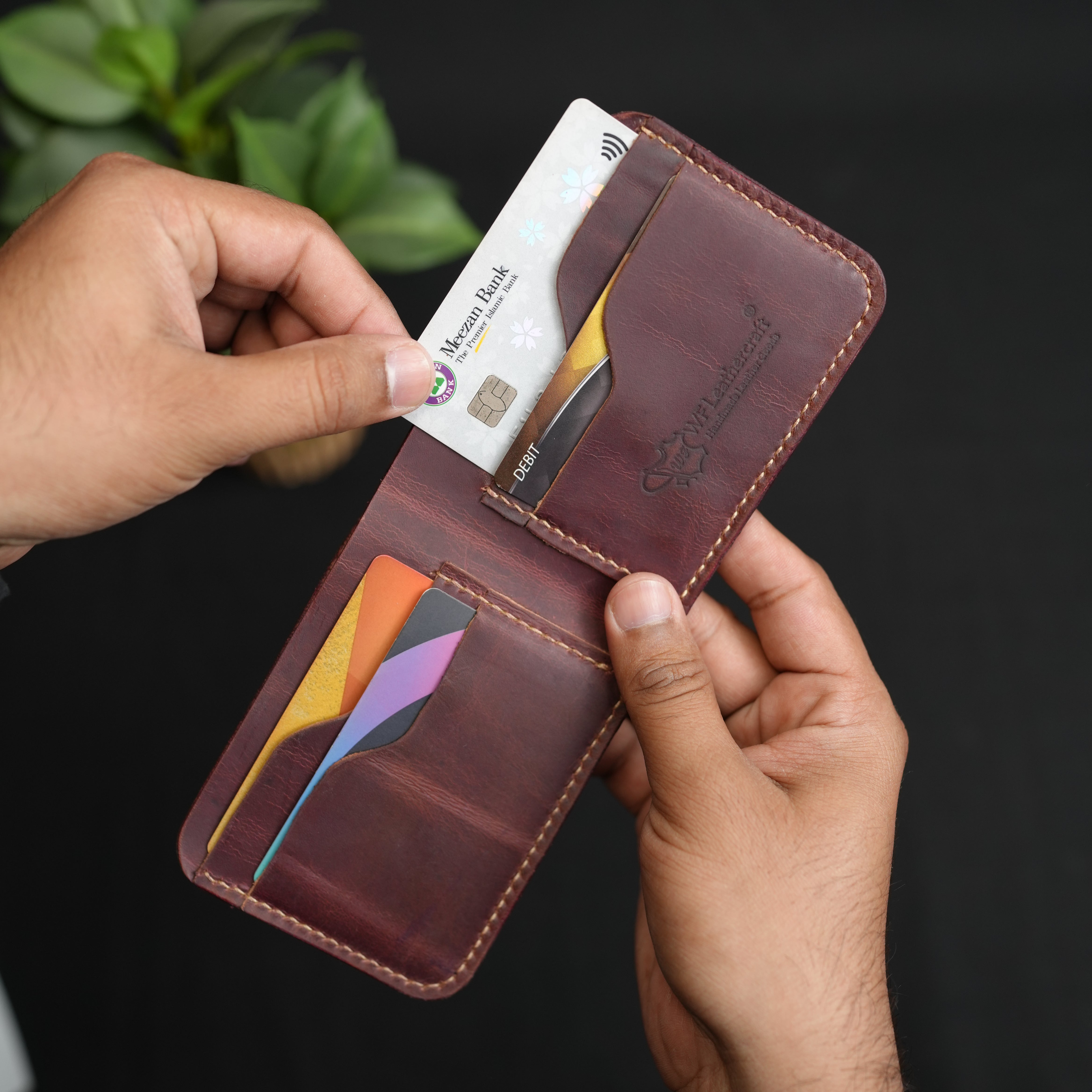 No.55 Bilfold Leather wallet Bordo Color