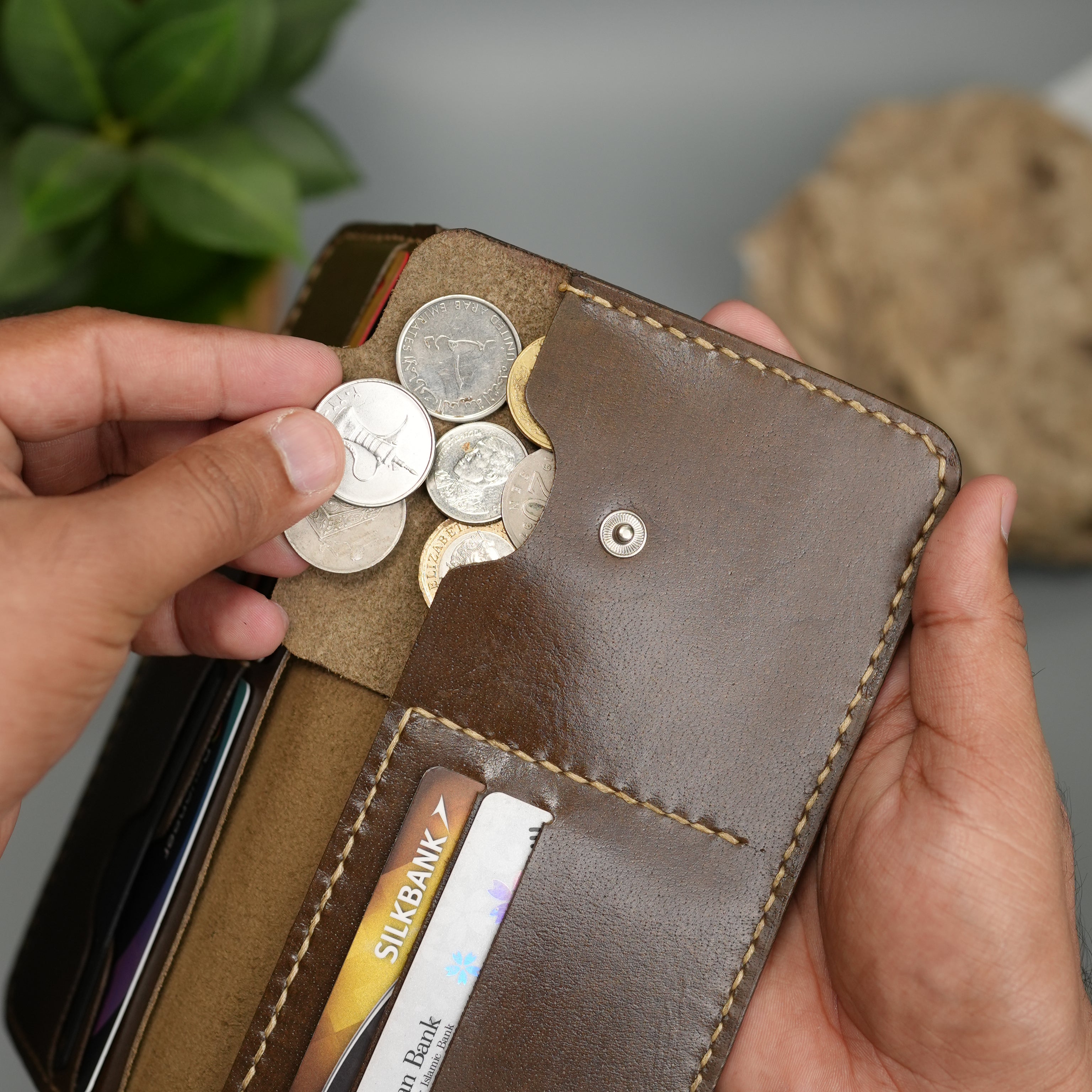 No. 94 Bifold Long leather wallet Brown Color