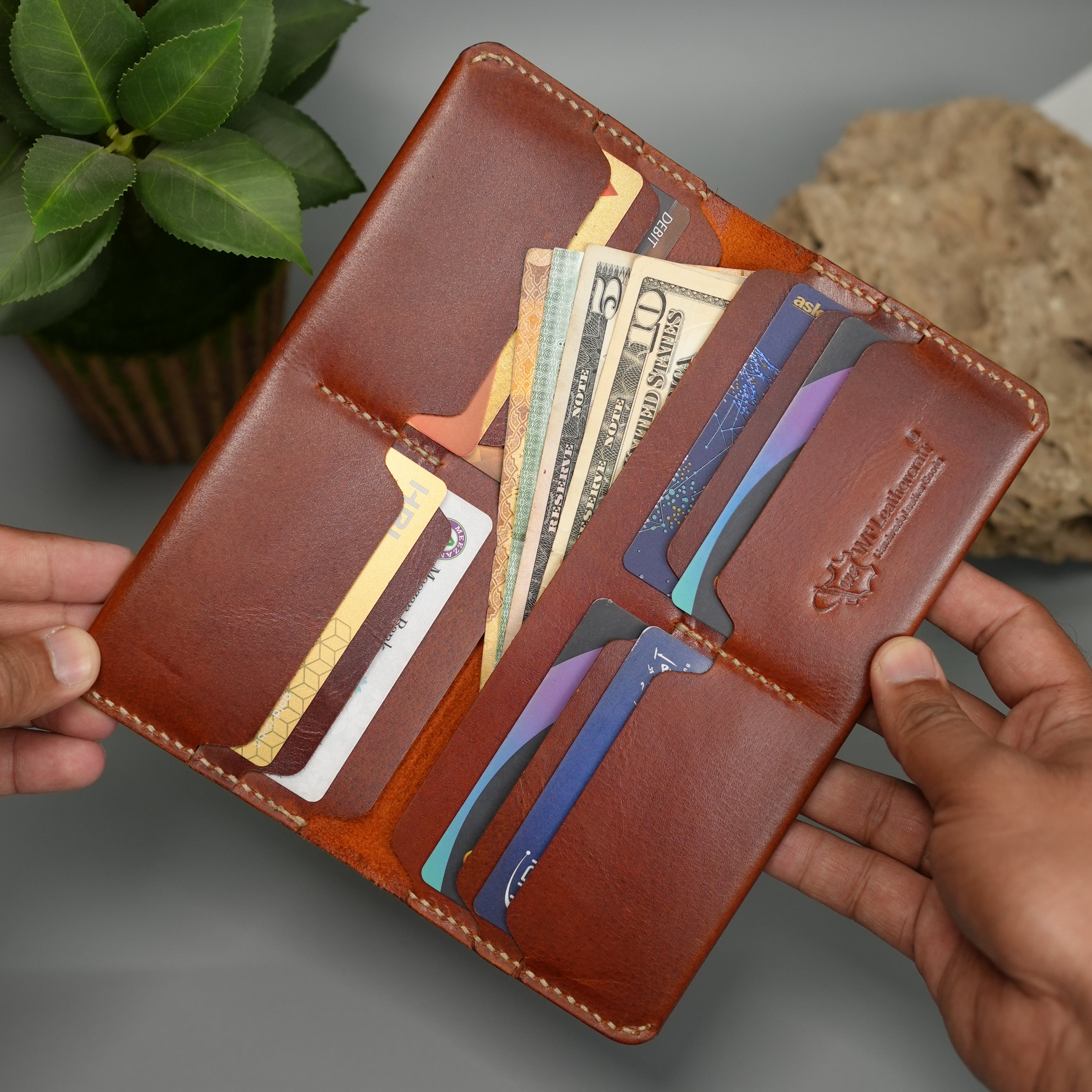 No. 111 Bifold Long leather wallet Brithish Tan Color