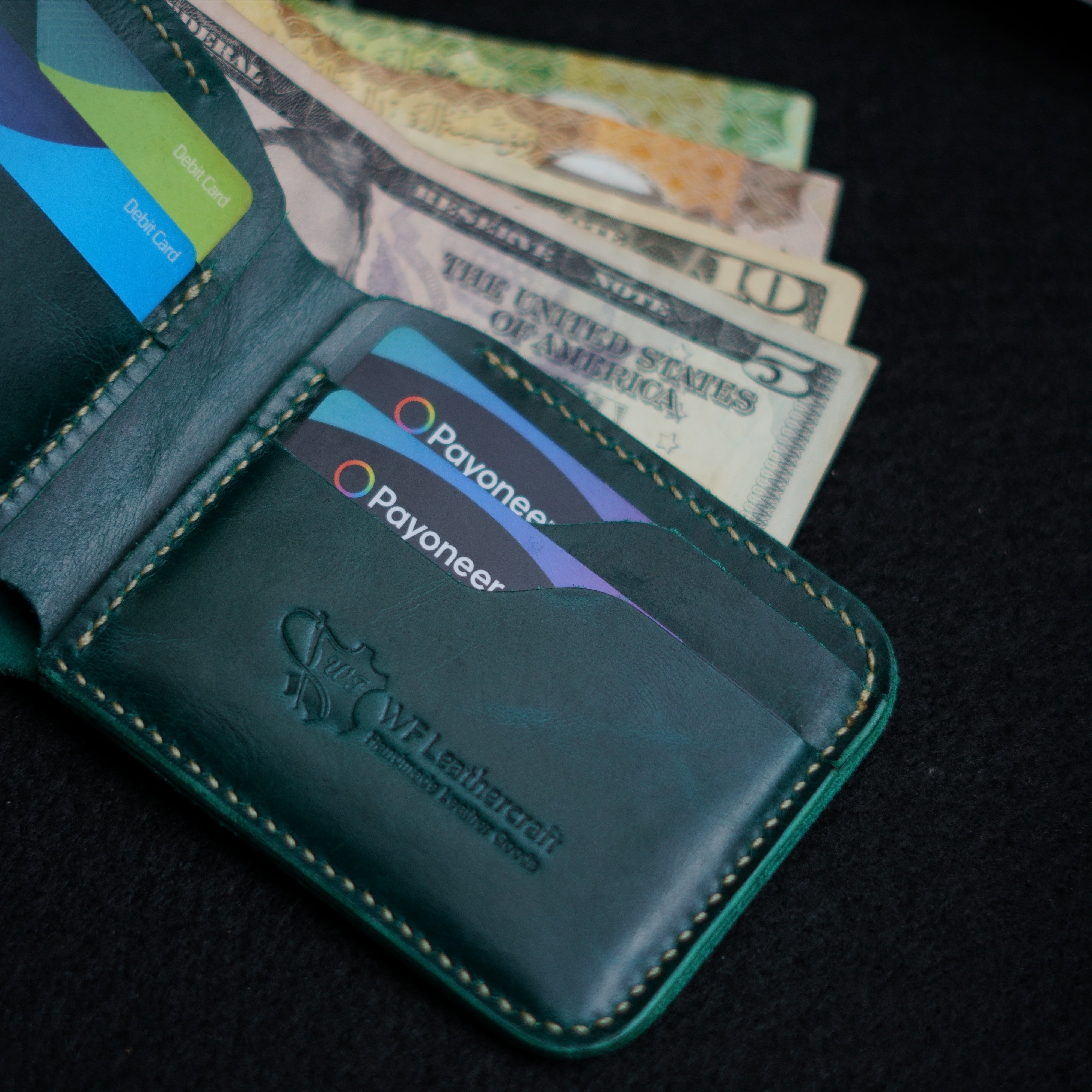 No.55-V2 Classic Bifold Wallet ( Green Color )