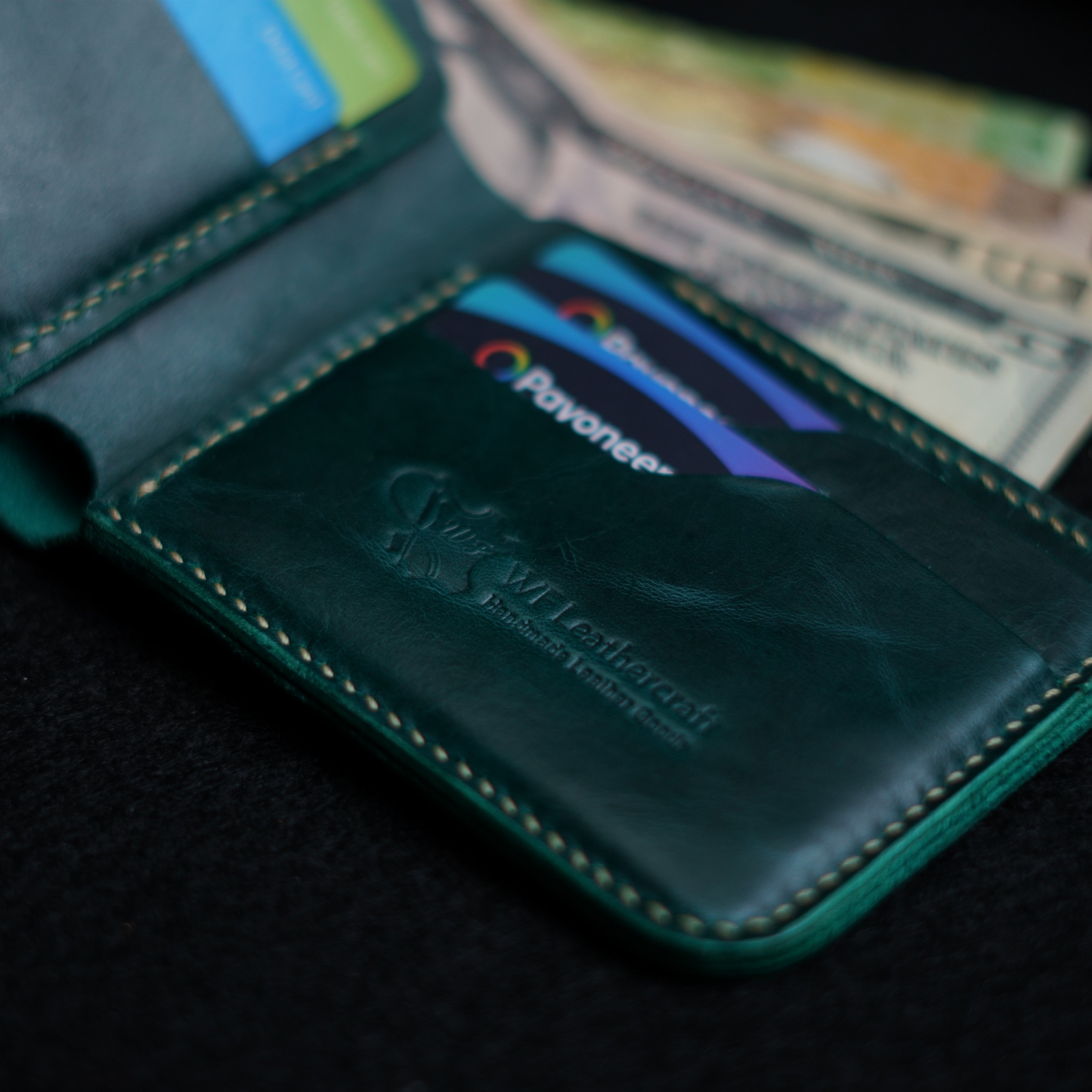 No.55-V2 Classic Bifold Wallet ( Green Color )