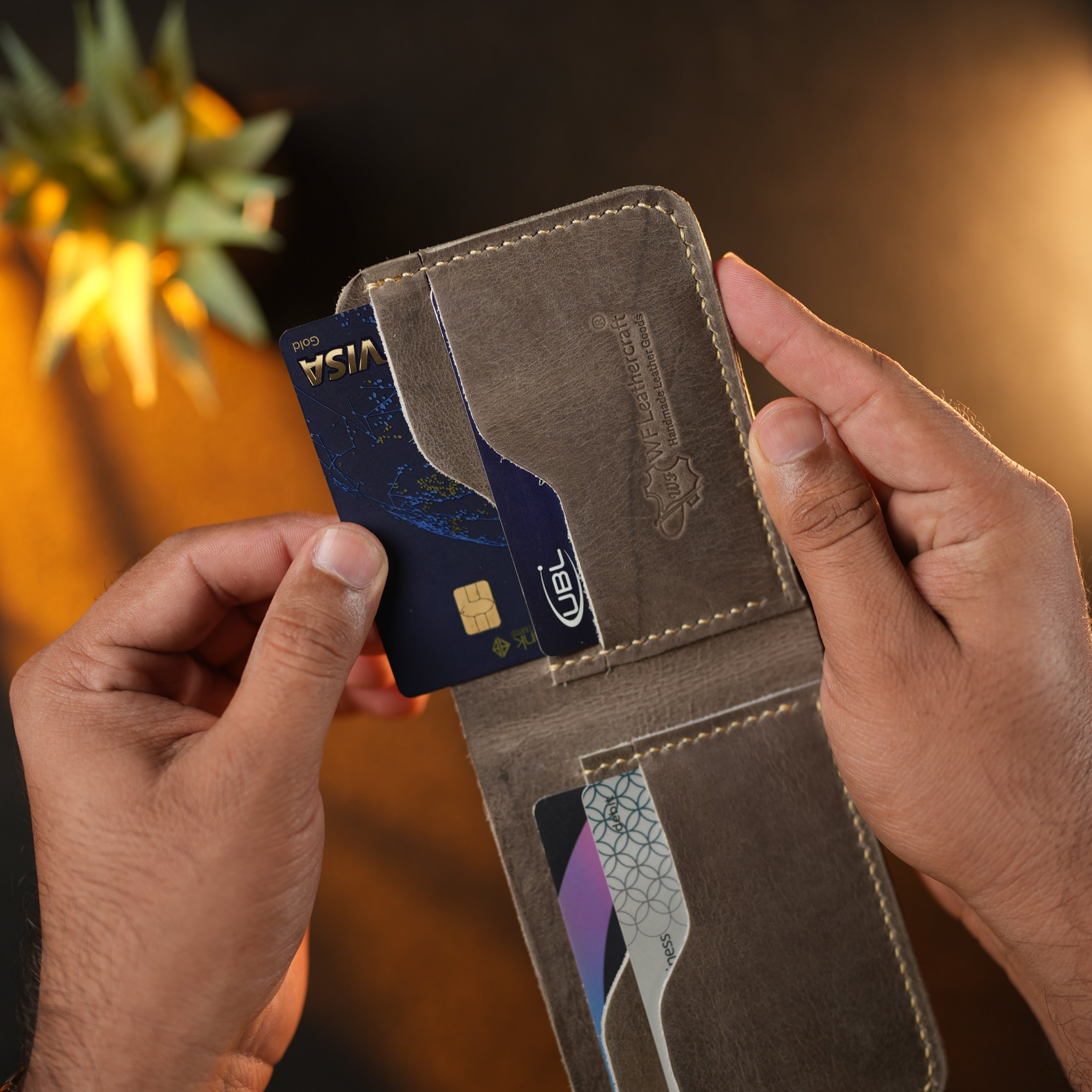 No.55 Bilfold Leather wallet Gray Color