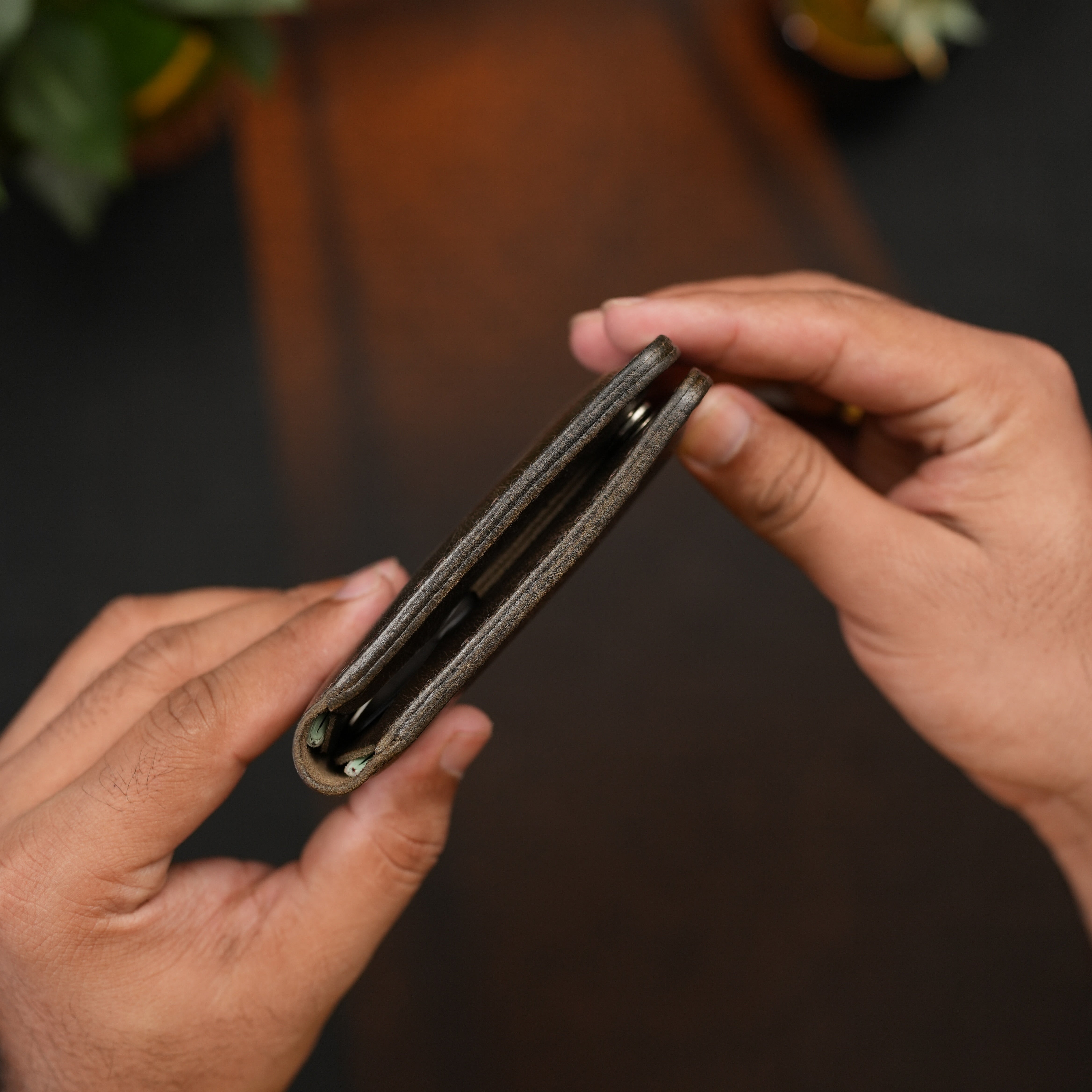 Passport Wallet Handmade Full Grain Chrome Tan Pull-Up Leather Brown Color