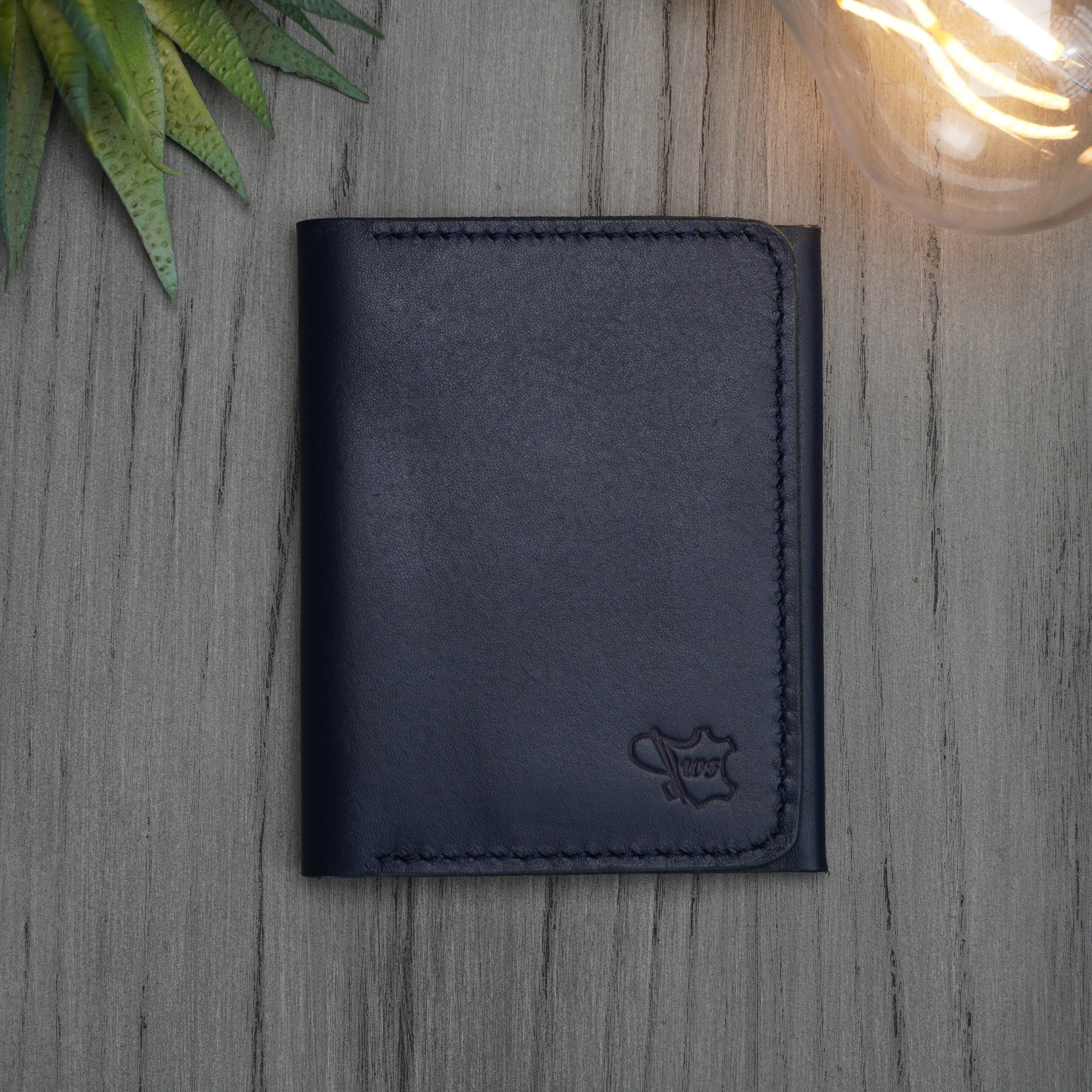 No. 69 vertical bifold wallet Blue & Brown color