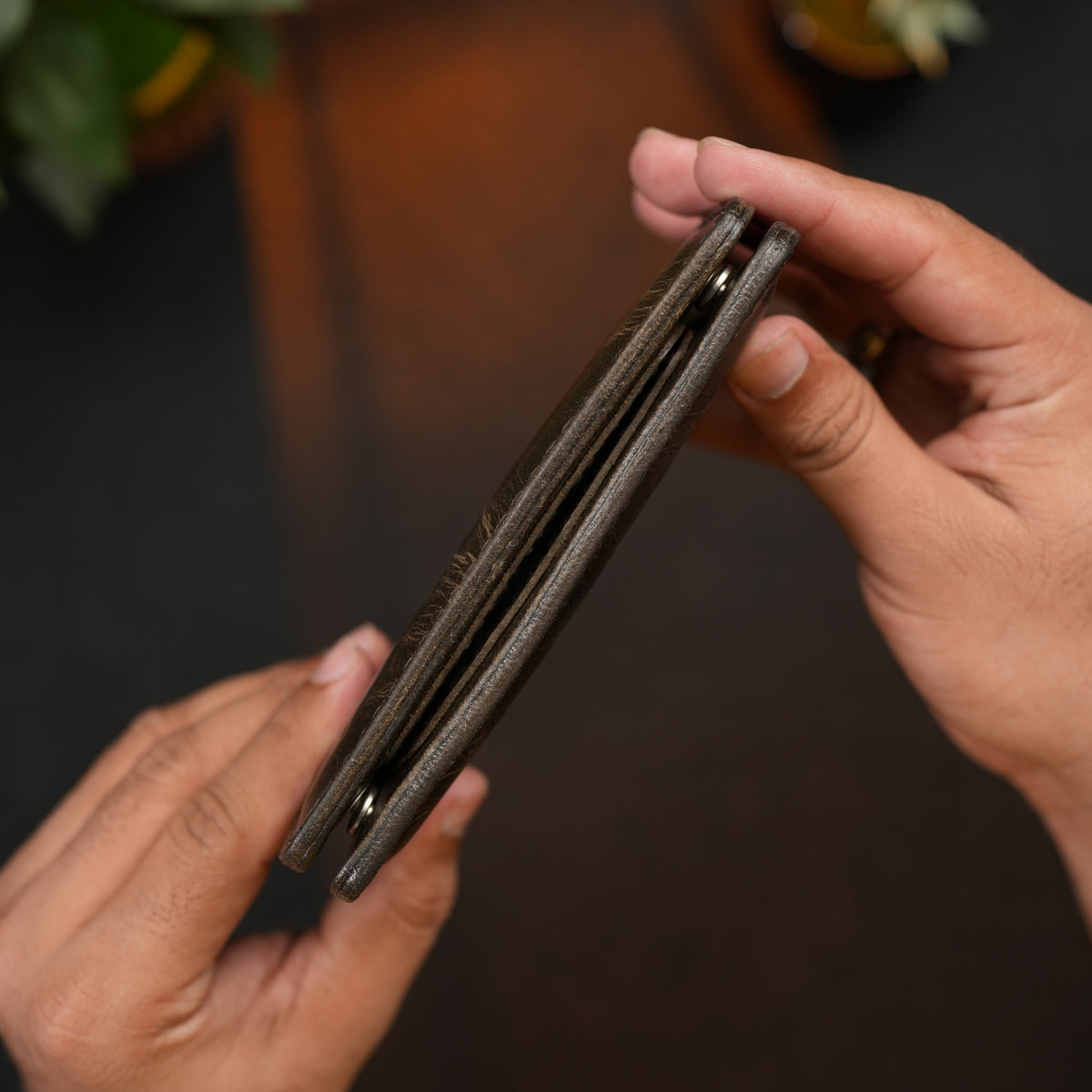 Passport Wallet Handmade Full Grain Chrome Tan Pull-Up Leather Brown Color