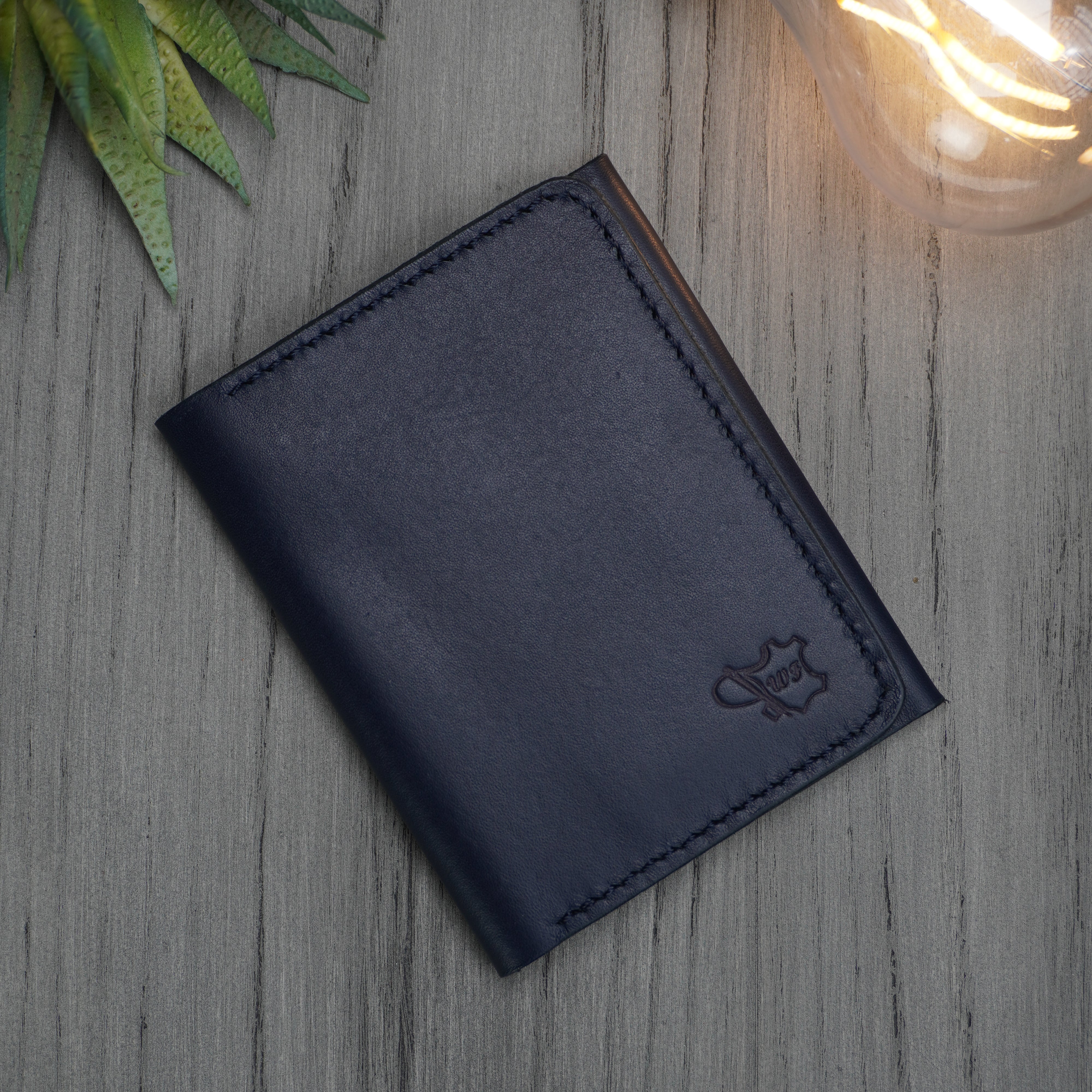 No. 69 vertical bifold wallet Blue & Brown color