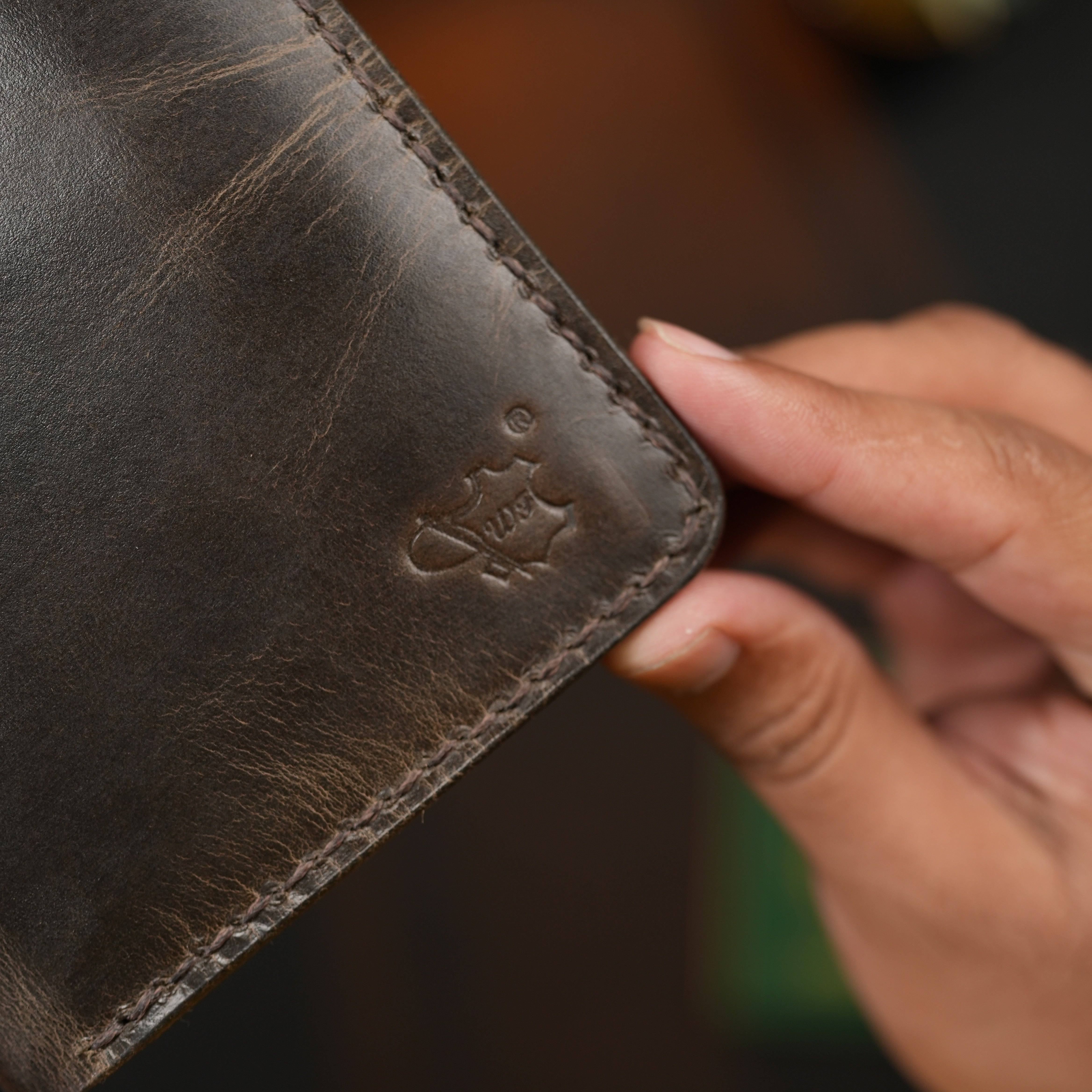 Passport Wallet Handmade Full Grain Chrome Tan Pull-Up Leather Brown Color