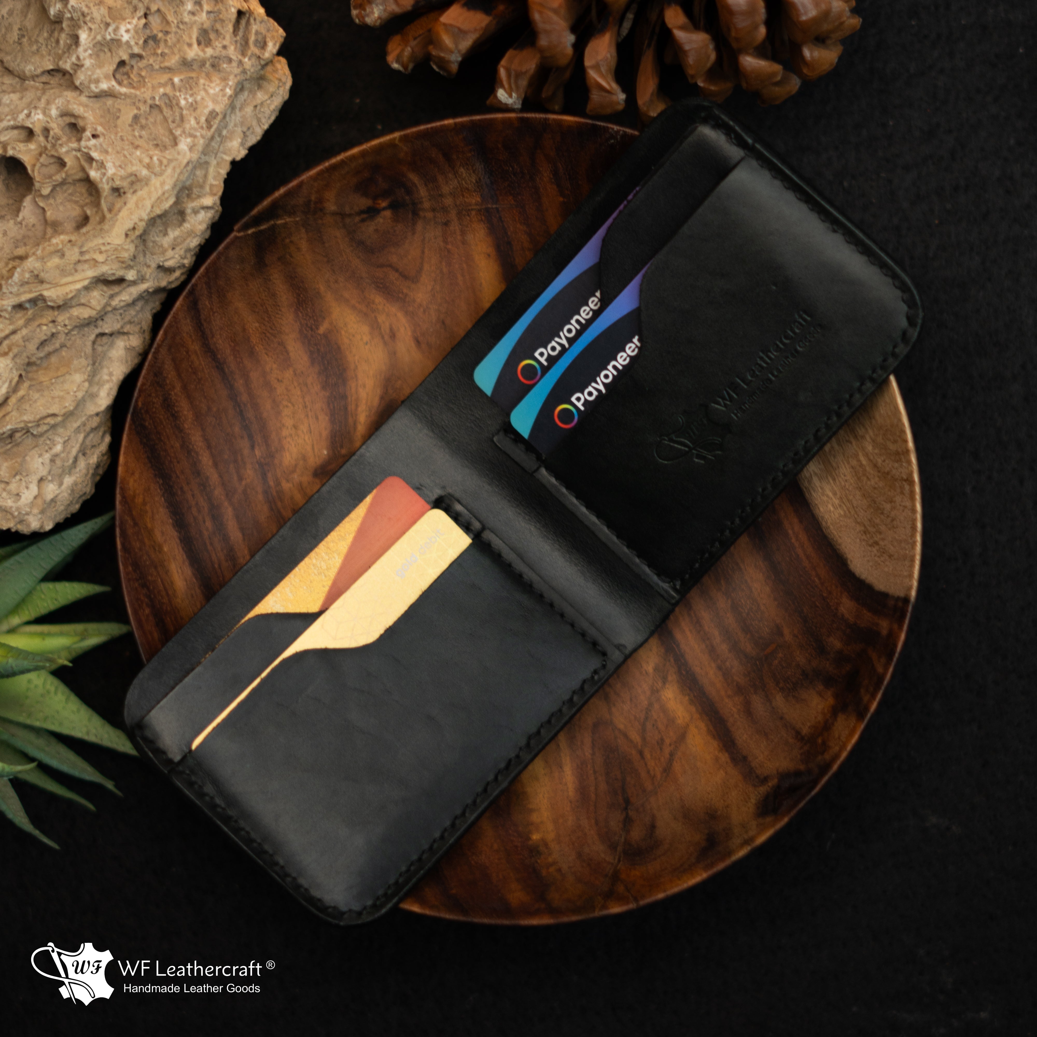 No. 55 Bifold leather wallet (black color)