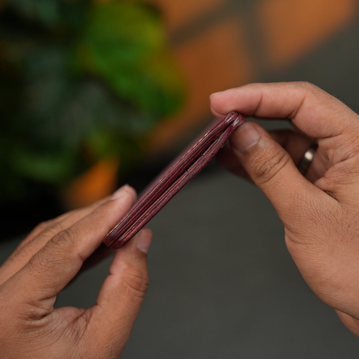 No. 124 Bifold Leather Wallet Burgandy Color