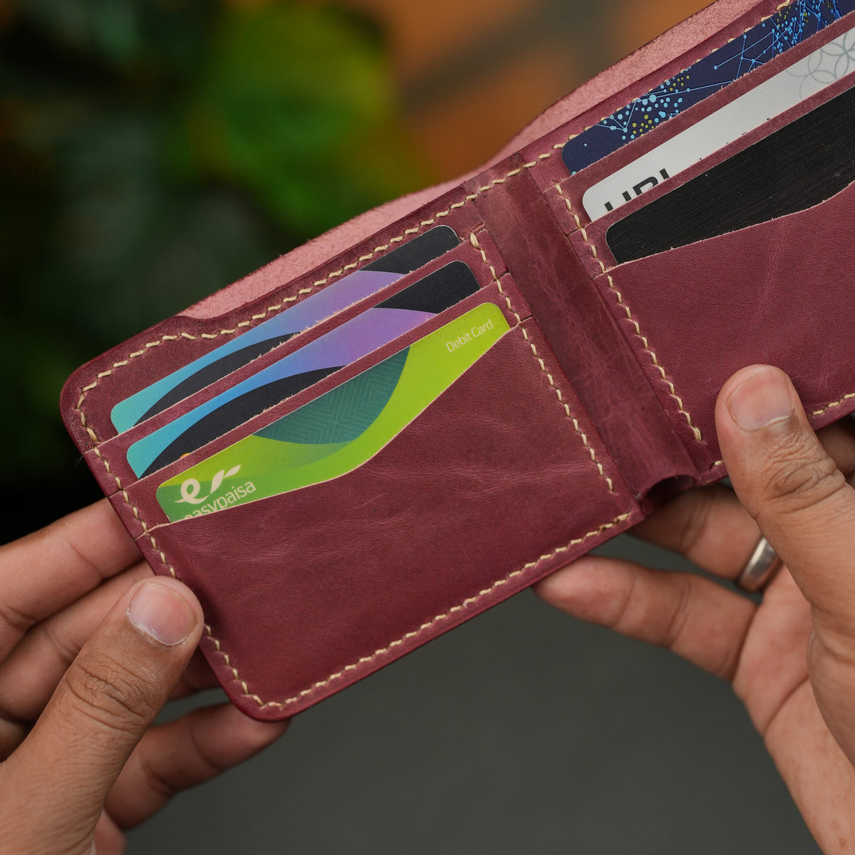 No. 124 Bifold Leather Wallet Burgandy Color