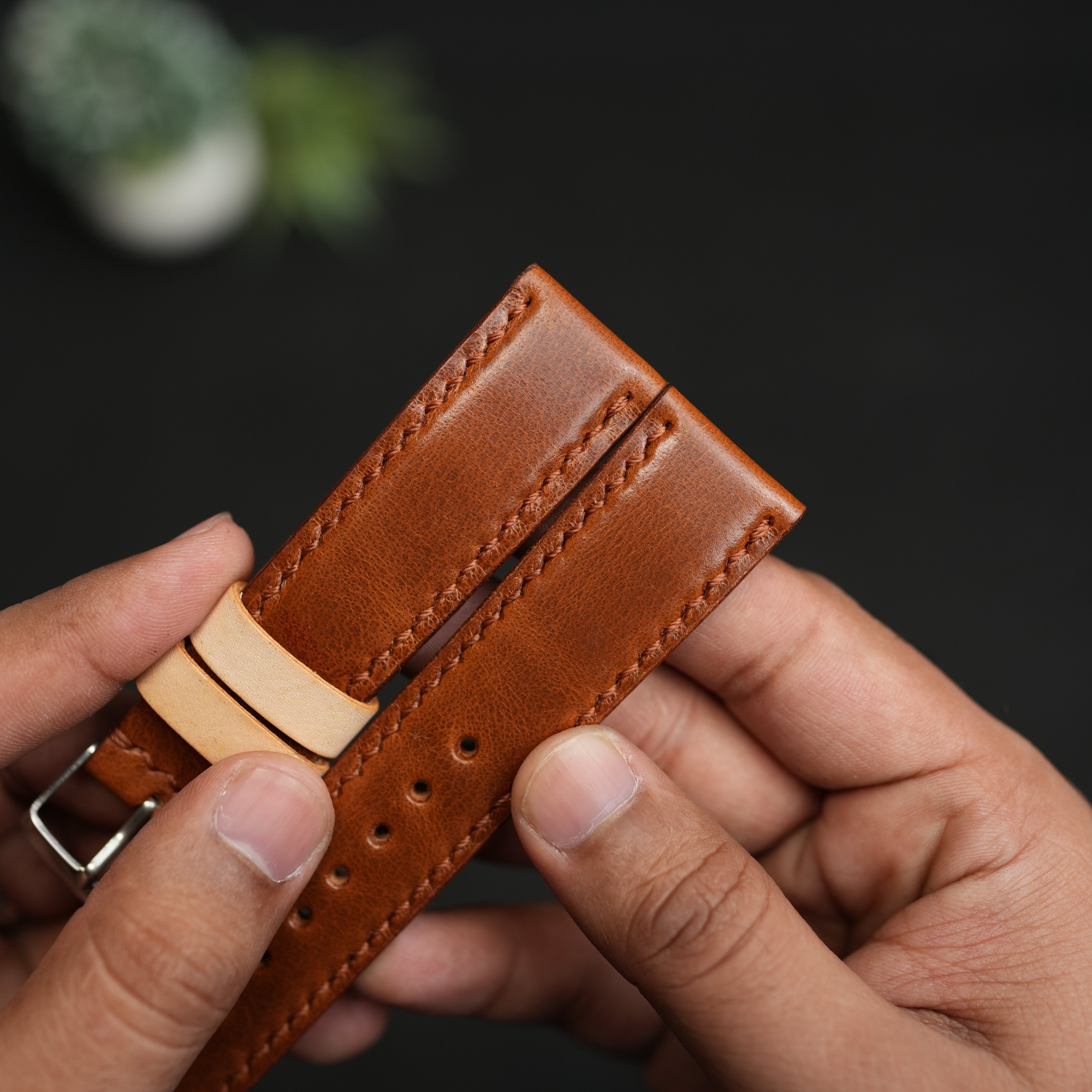 LEATHER WATCH STRAPS TAN COLOR FULLY PADDED