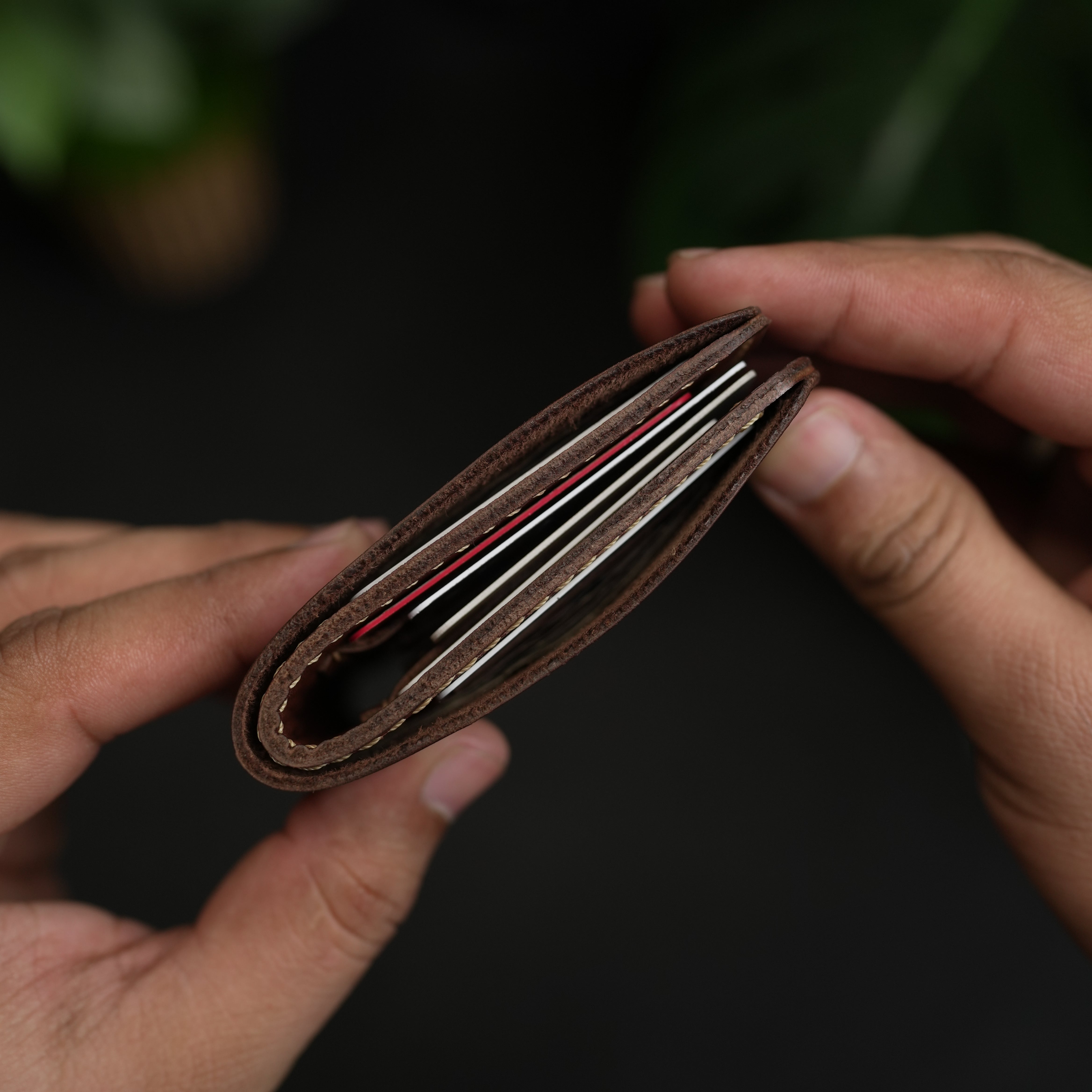 No. 86 vertical bifold wallet brown vegtan leather