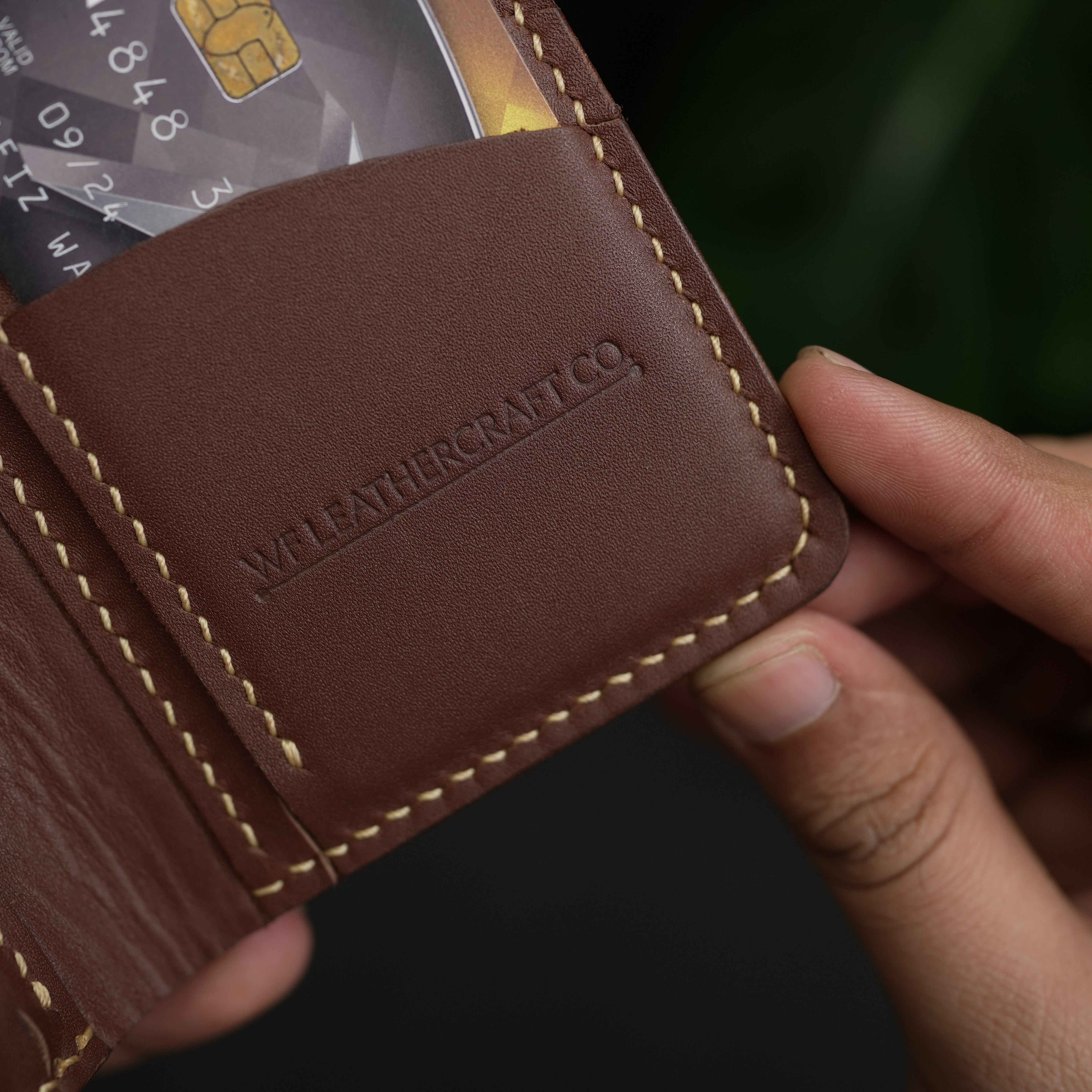 No. 86 vertical bifold wallet brown vegtan leather