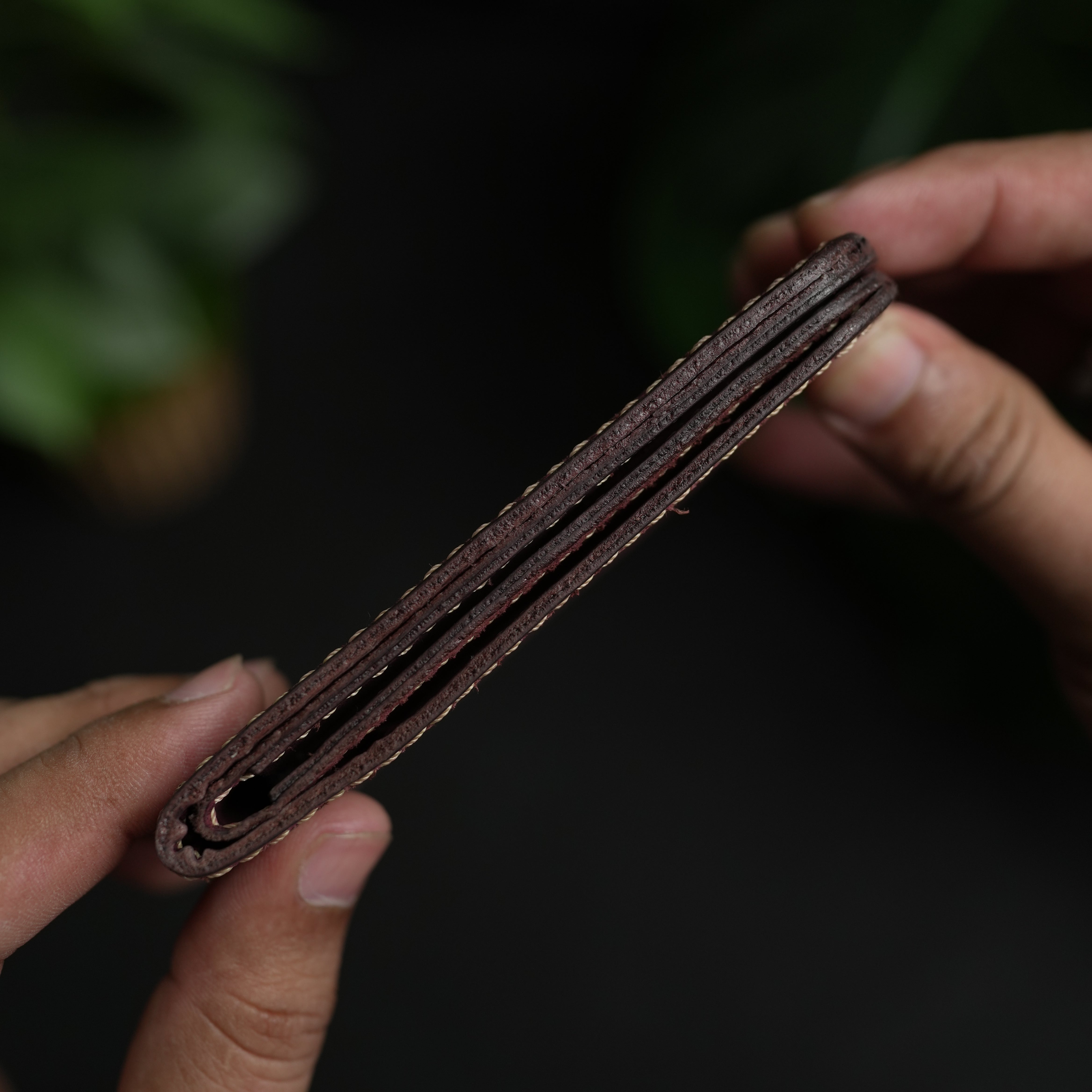 No.55 classic full stitched bifold wallet Bordo color