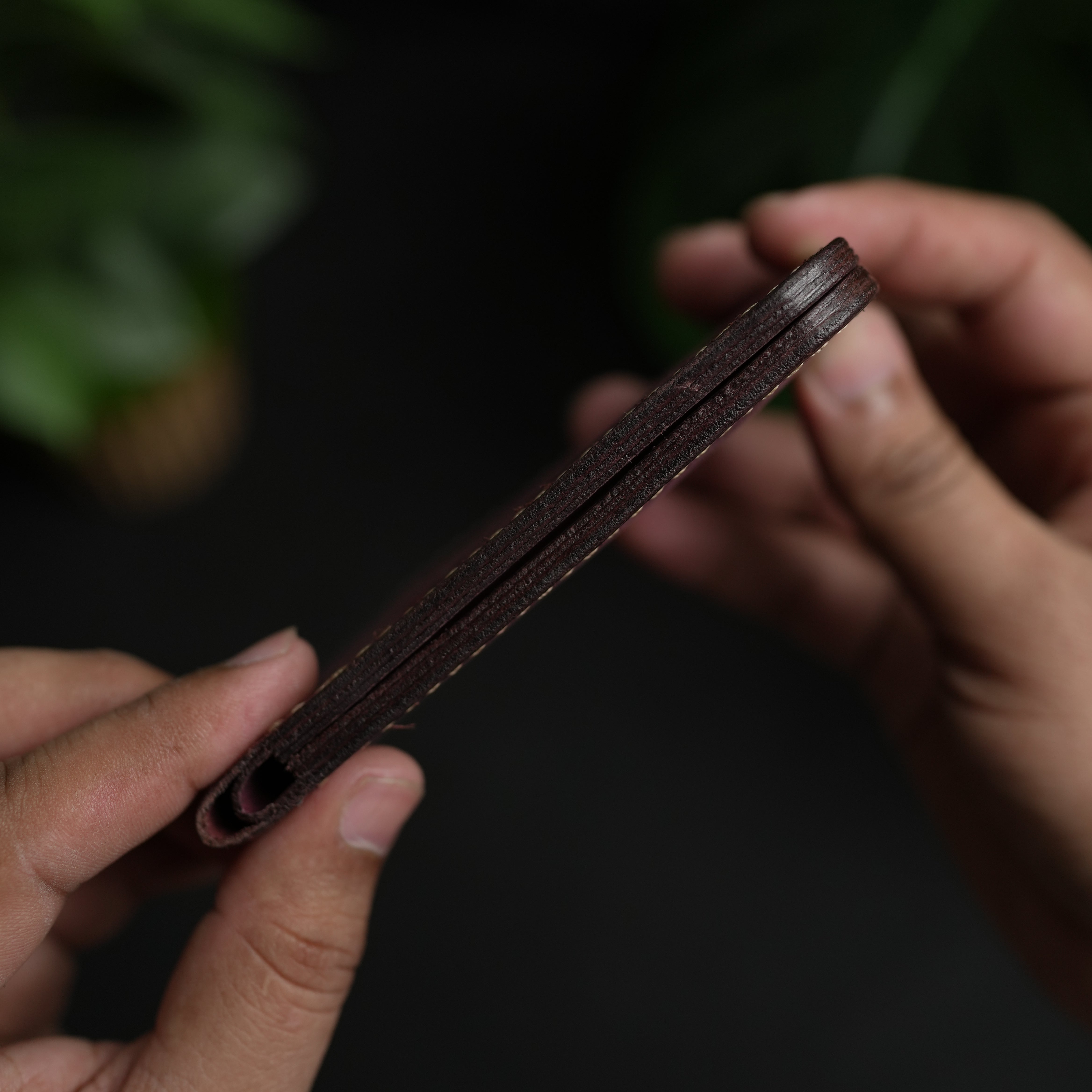 No.55 classic full stitched bifold wallet Bordo color