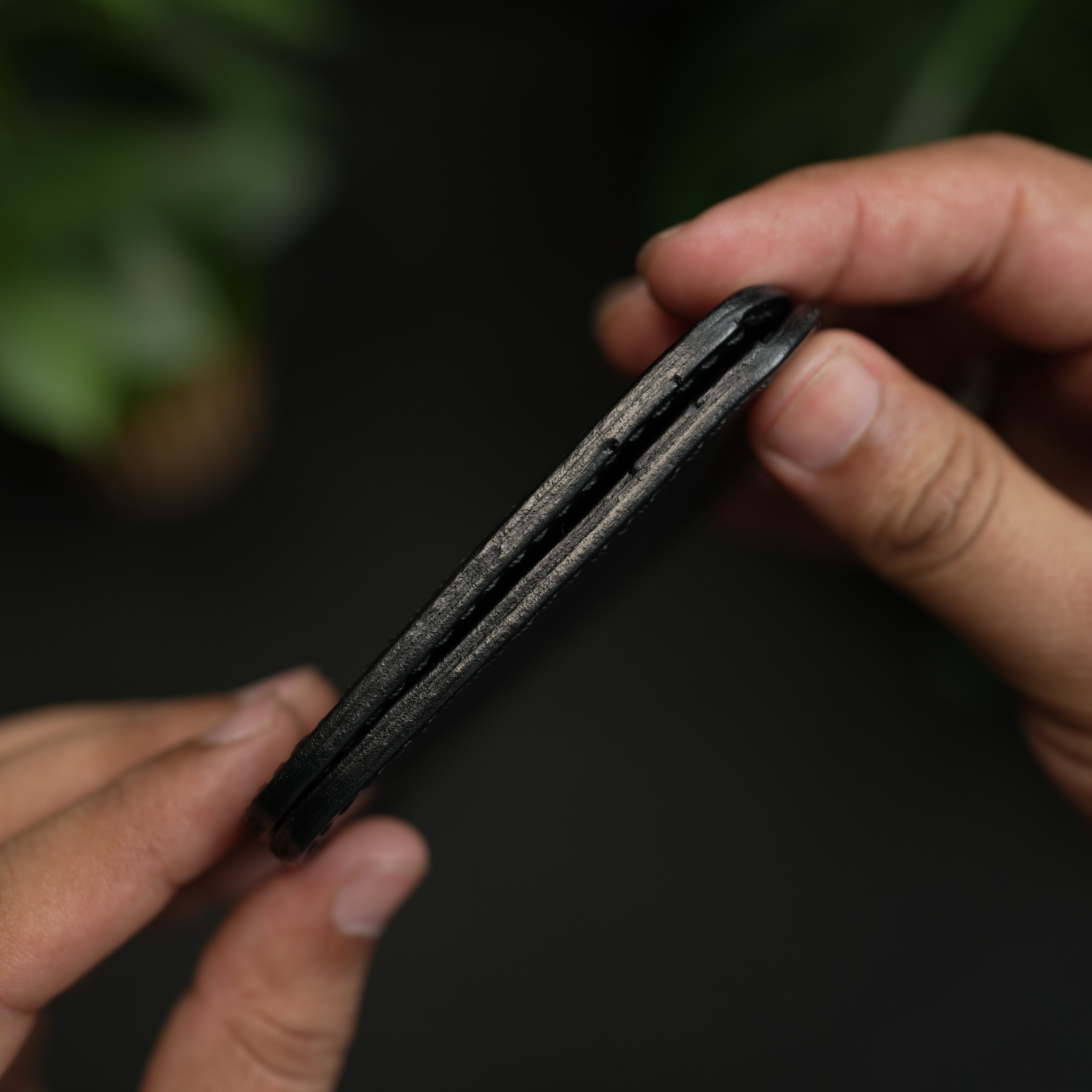 No.55 pro classic bifold Leather wallet Vegtan (Black color)