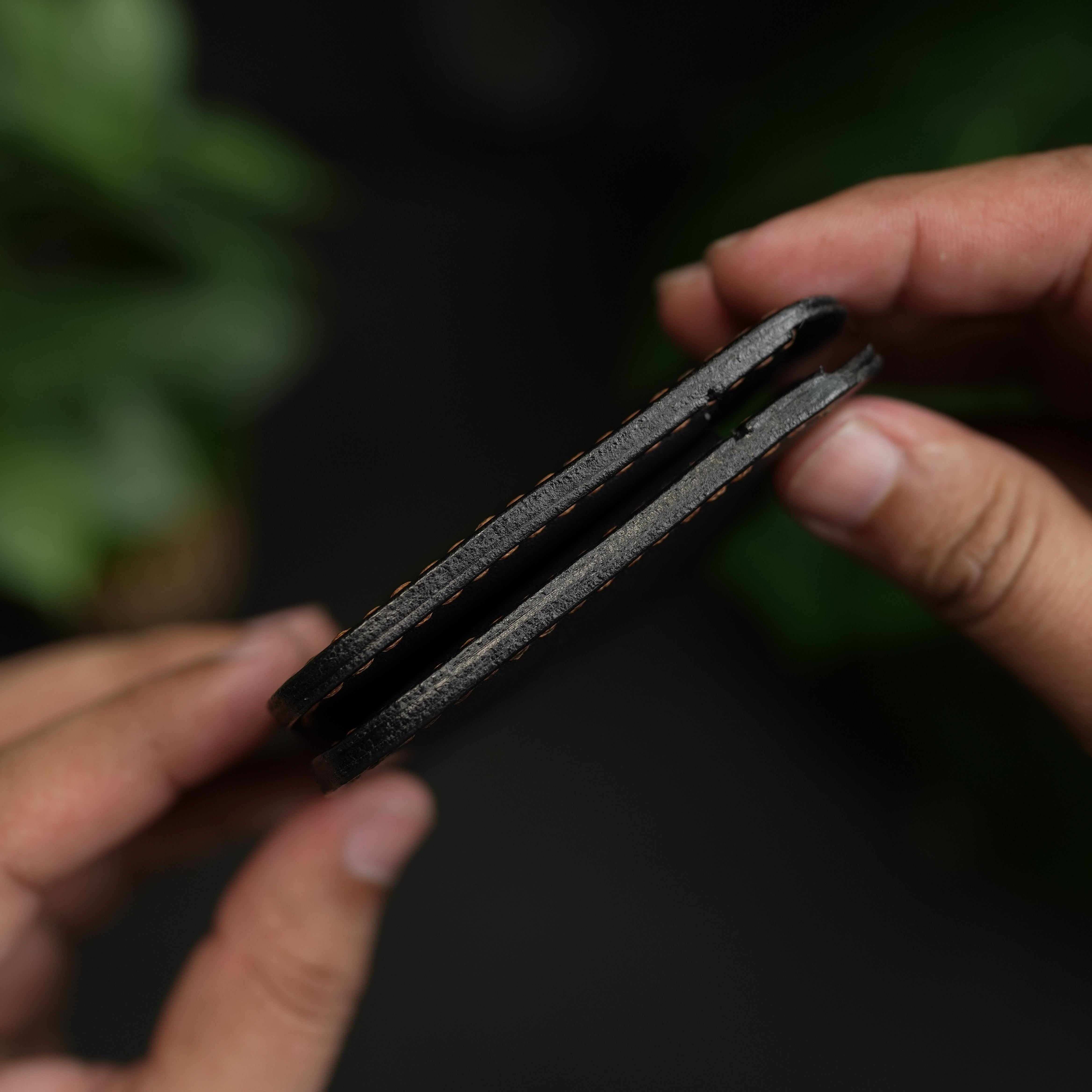 No.55 Bifold Leather Wallet Black color