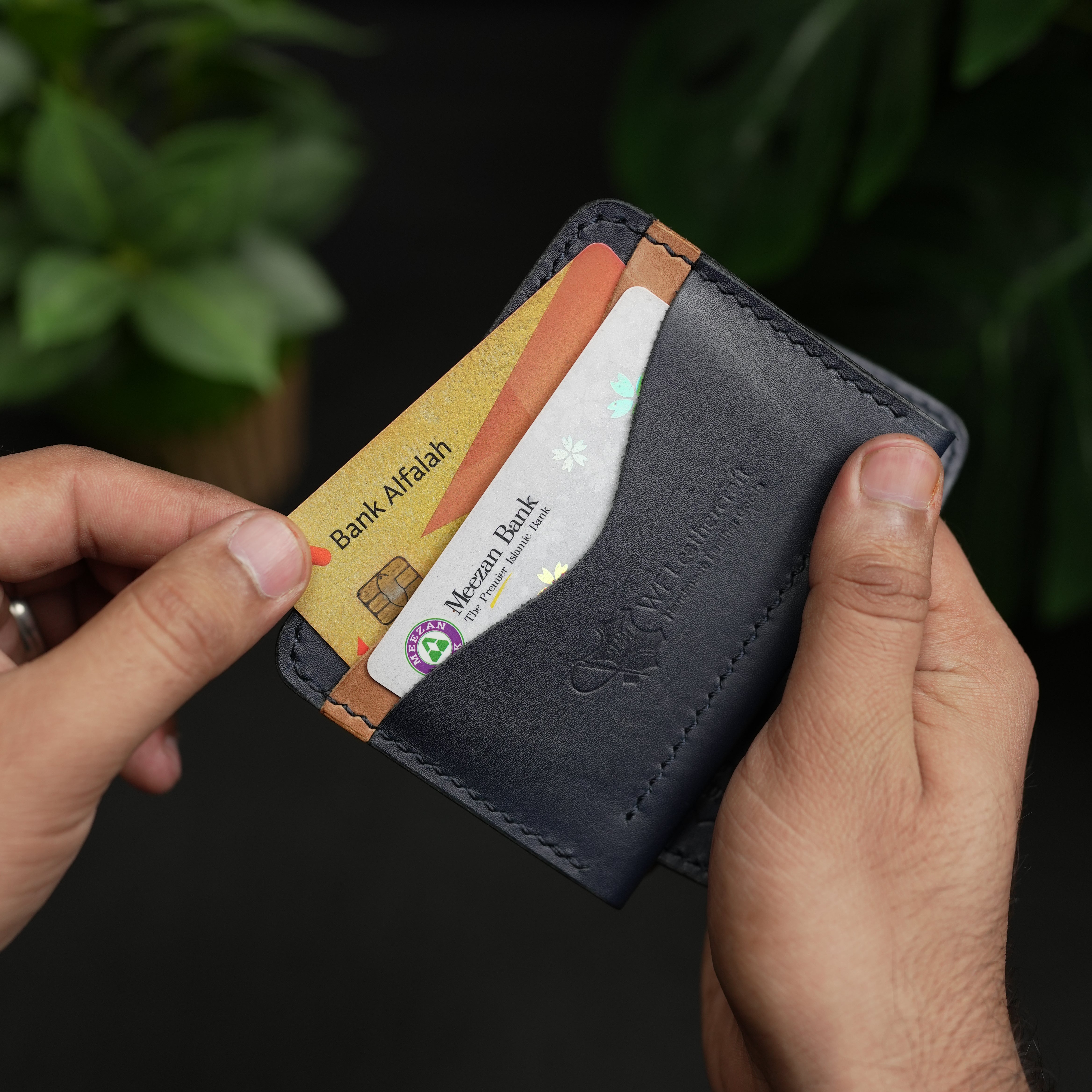 No. 69 vertical bifold wallet Blue & Brown color