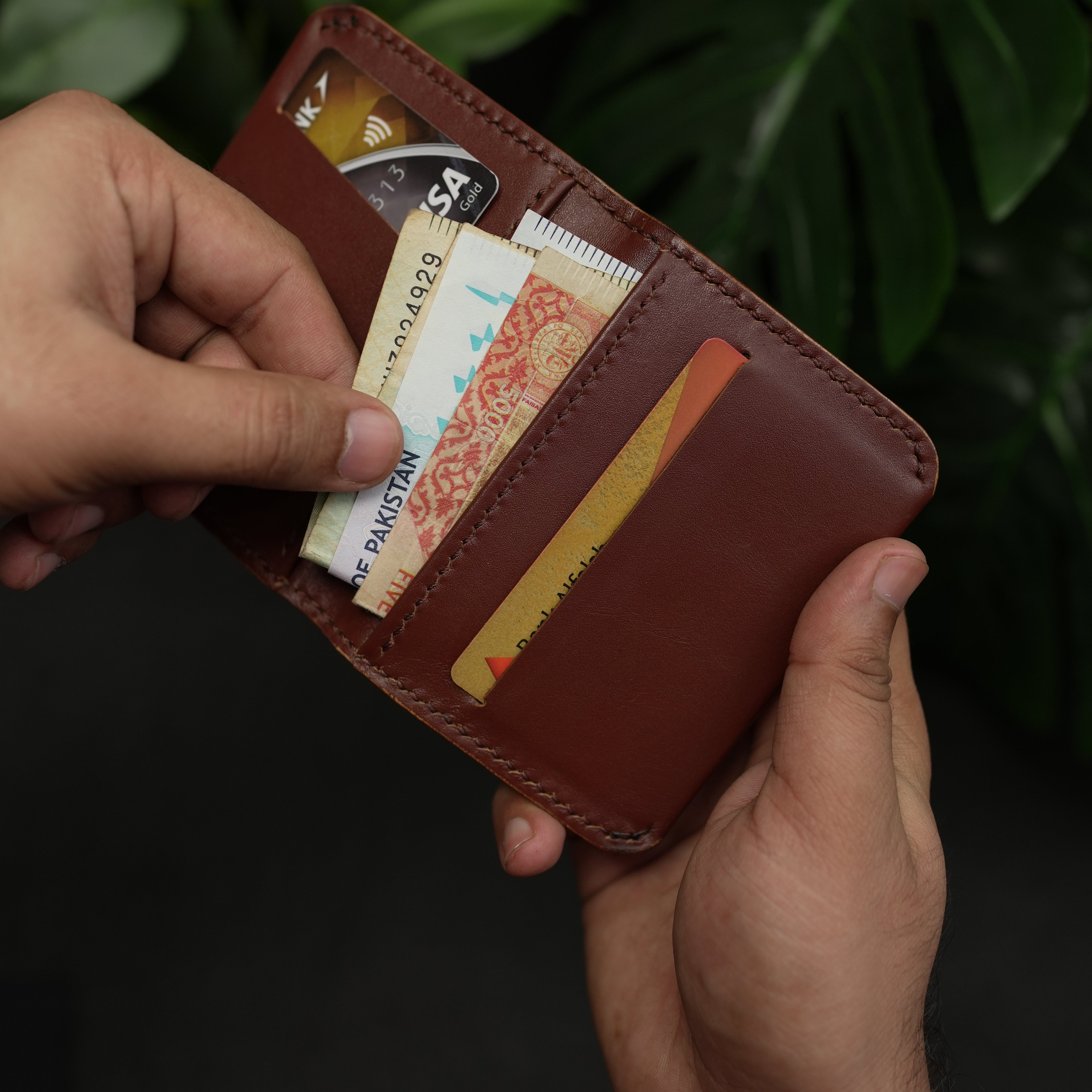 No. 108 Slim Ever Card Leather Wallet Buck Brown Color