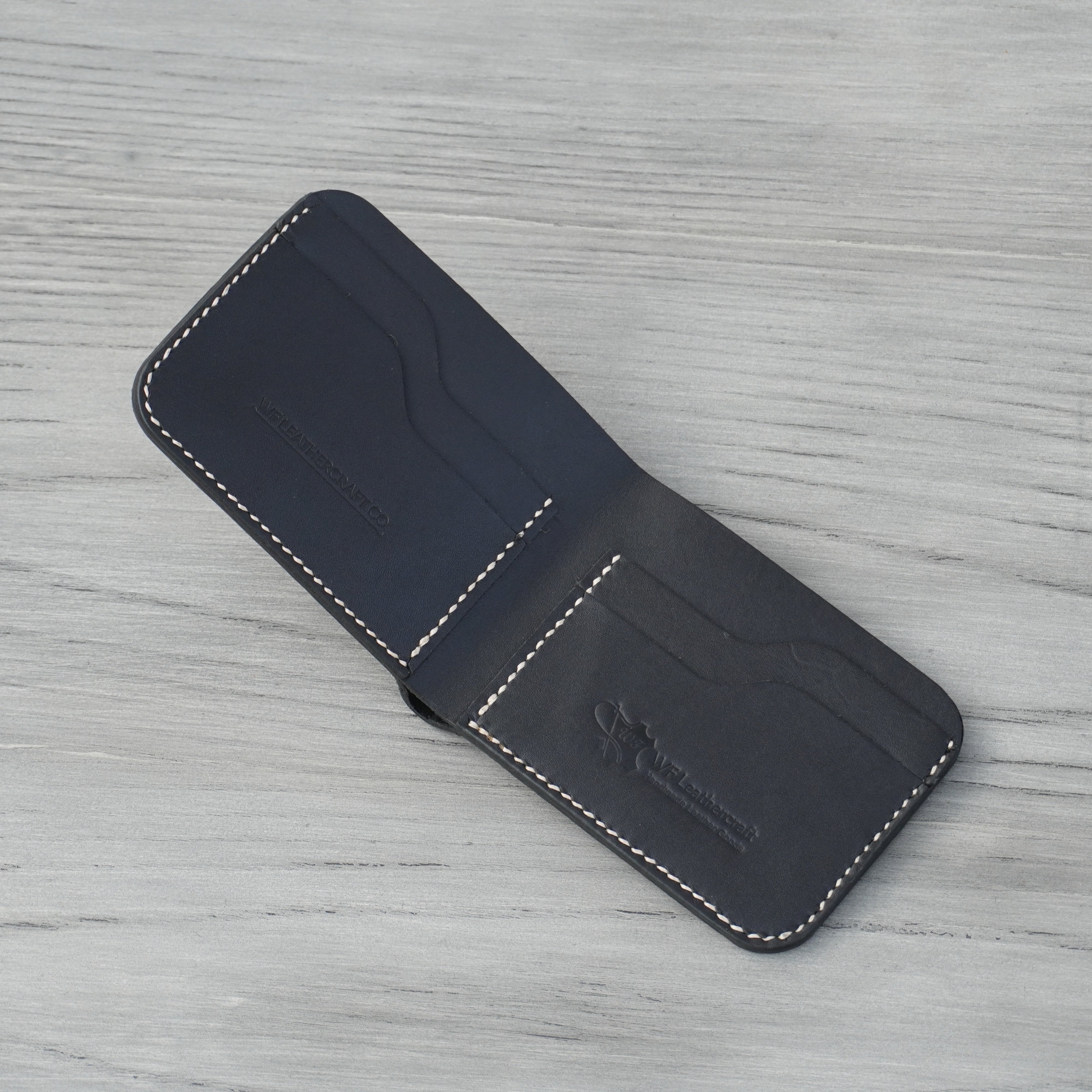 No.55 Bifold Leather Wallet (Black with crocodile)