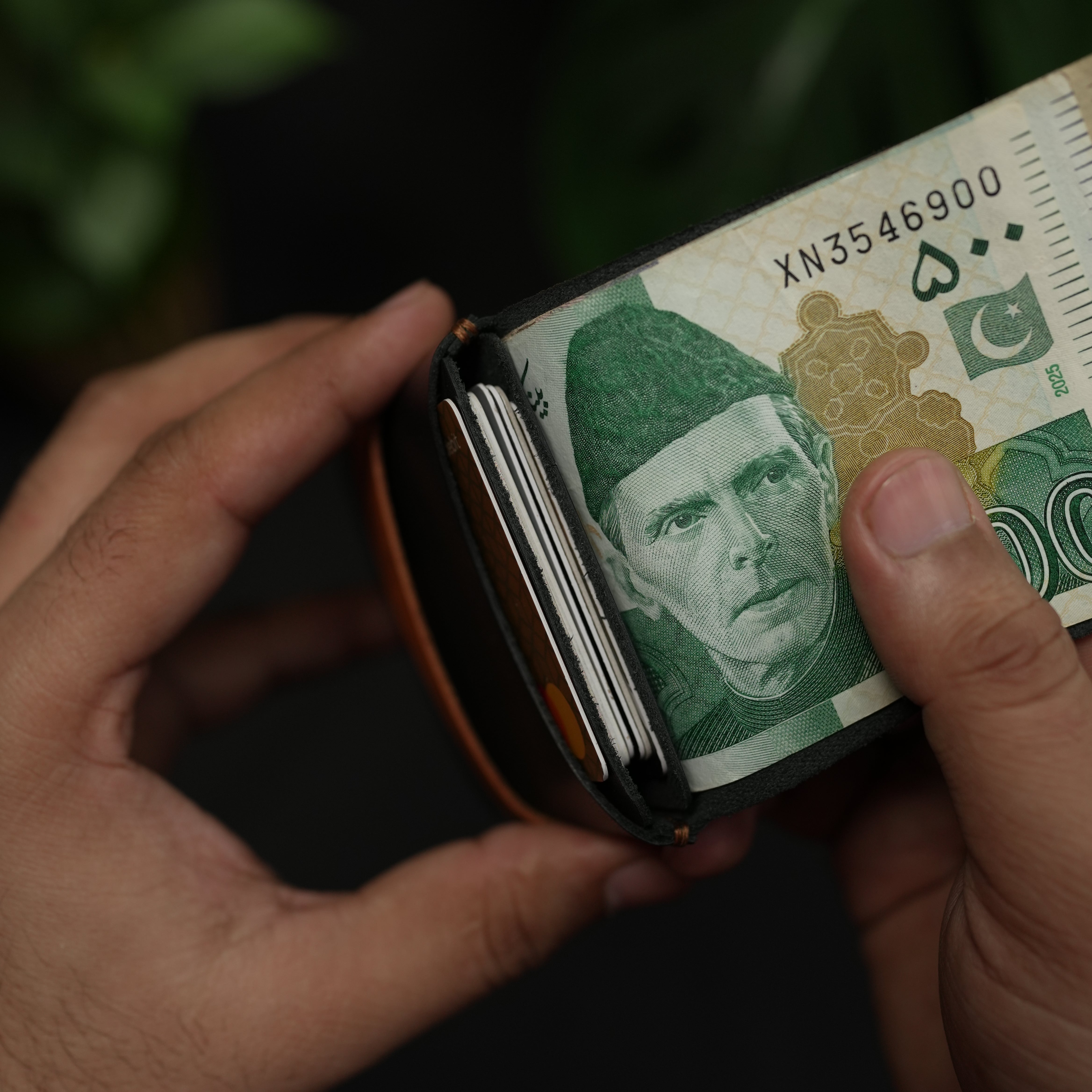 No. 101 All in one Card wallet Black with tan color