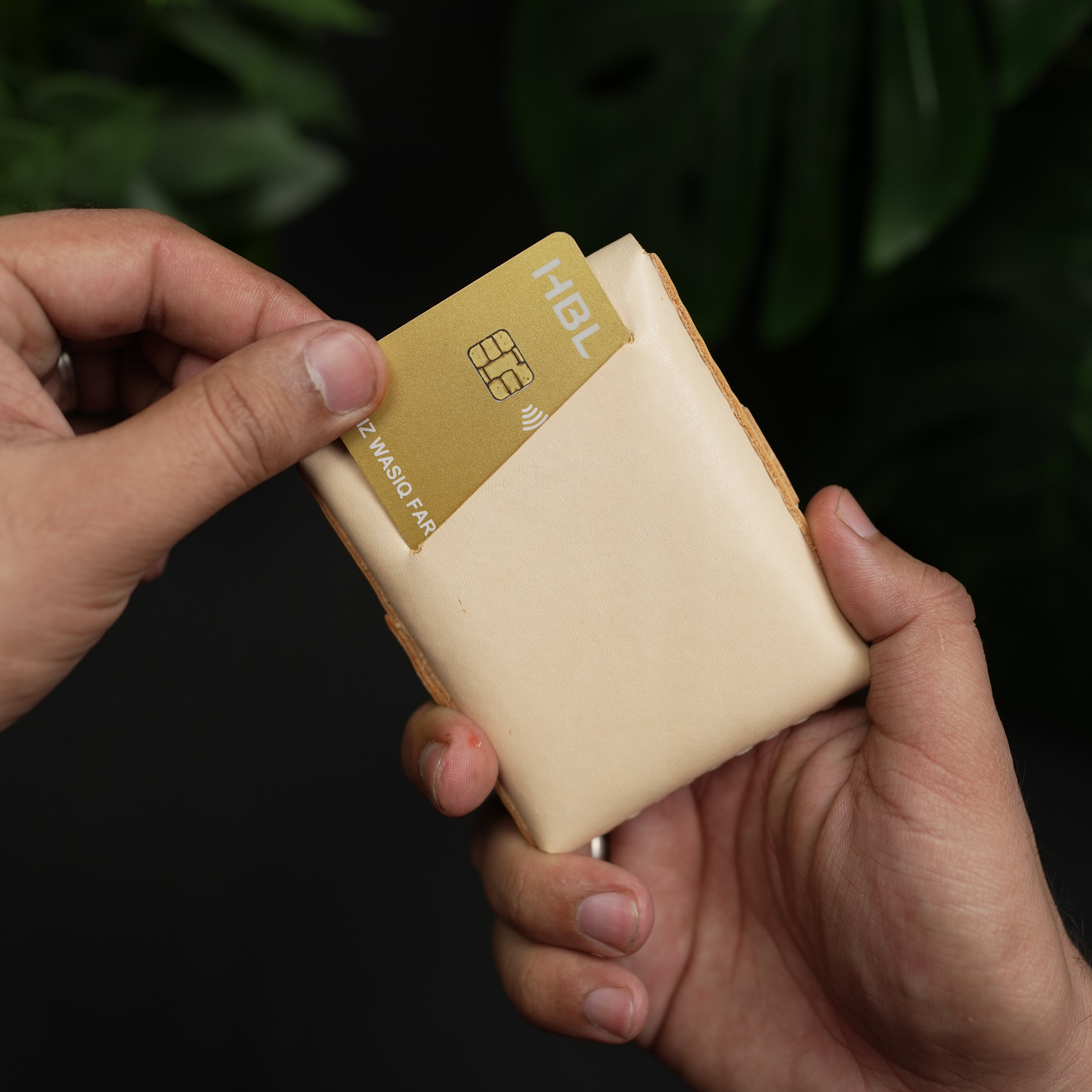 No. 101 All in one Card wallet natural vegtan leather