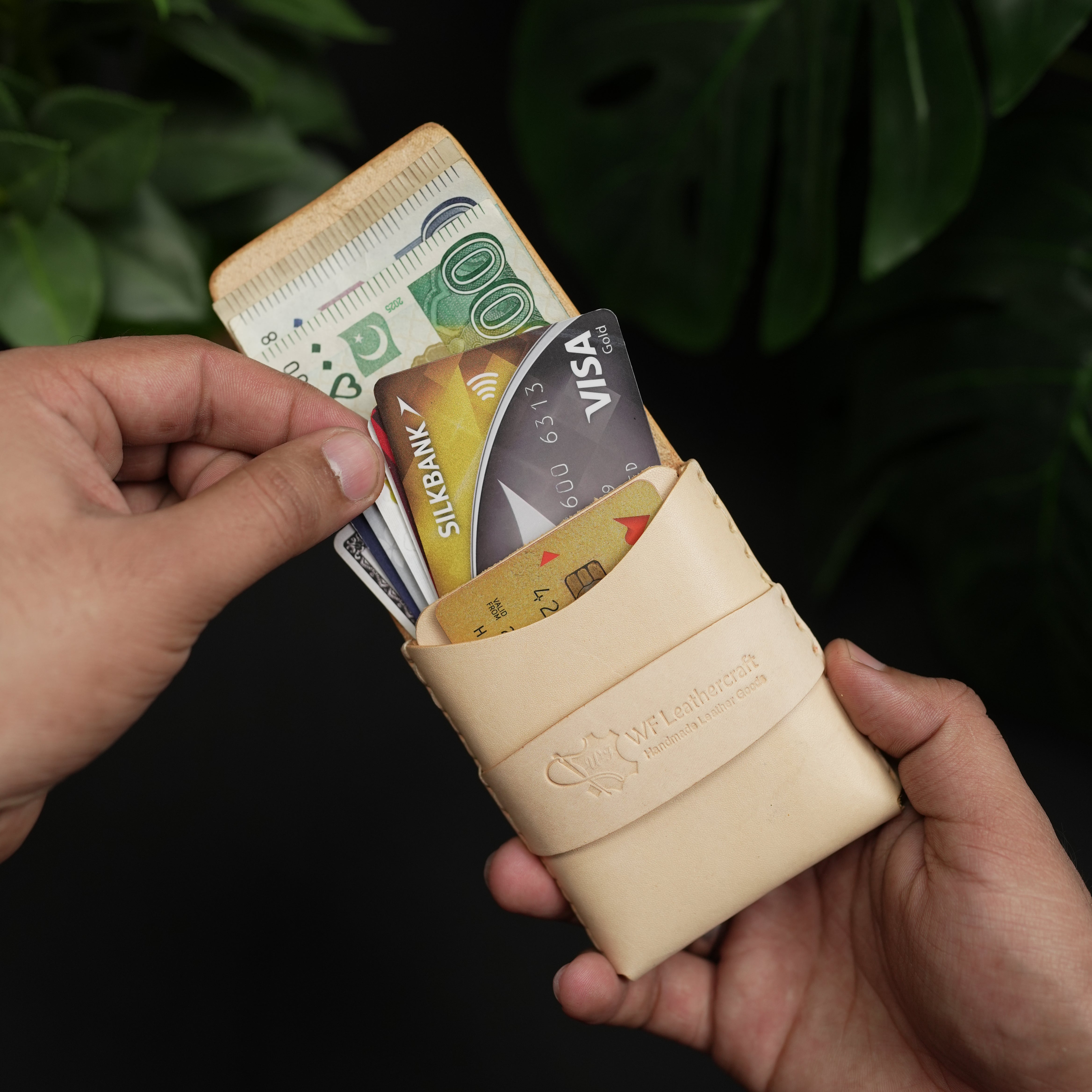 No. 101 All in one Card wallet natural vegtan leather