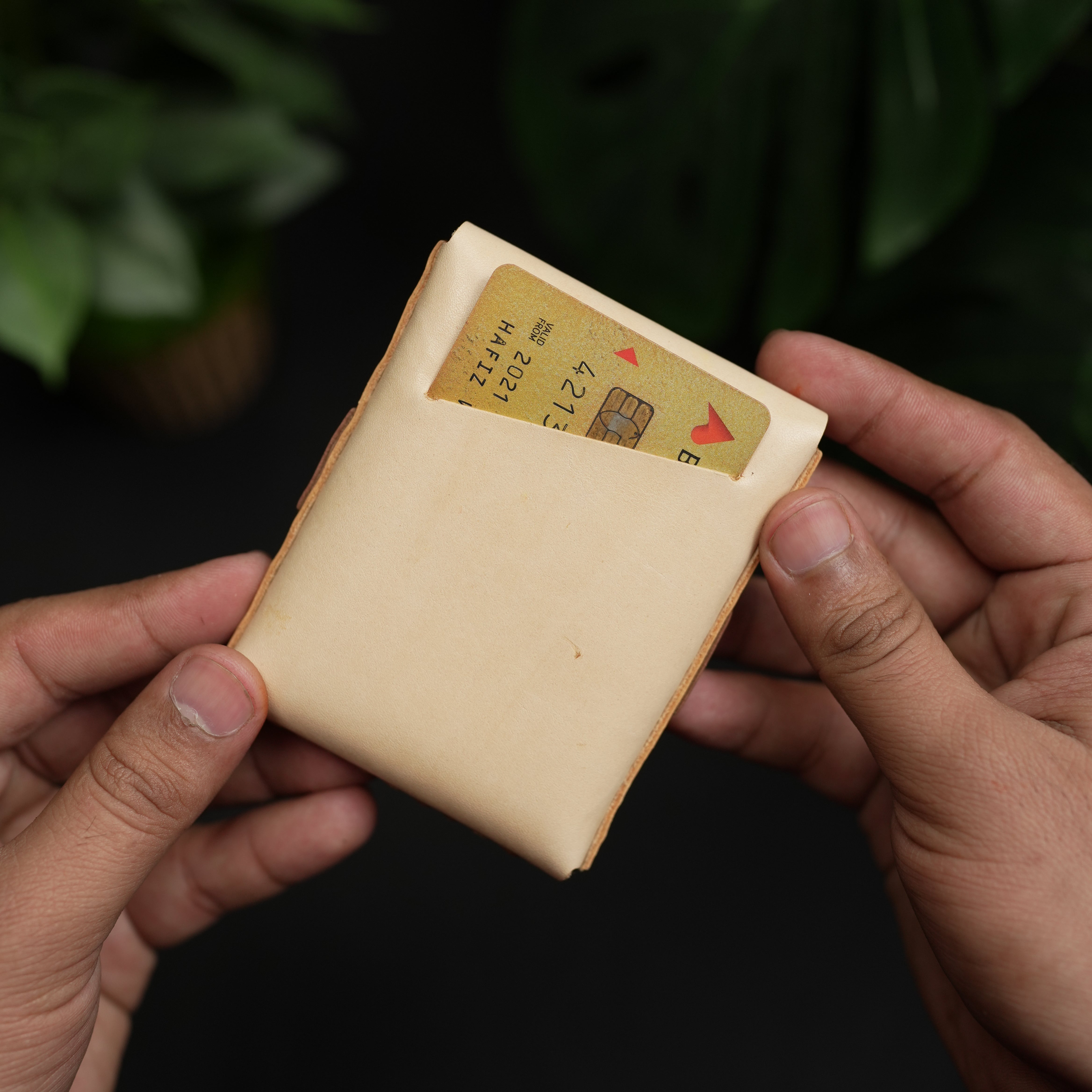 No. 101 All in one Card wallet natural vegtan leather & Brown combination