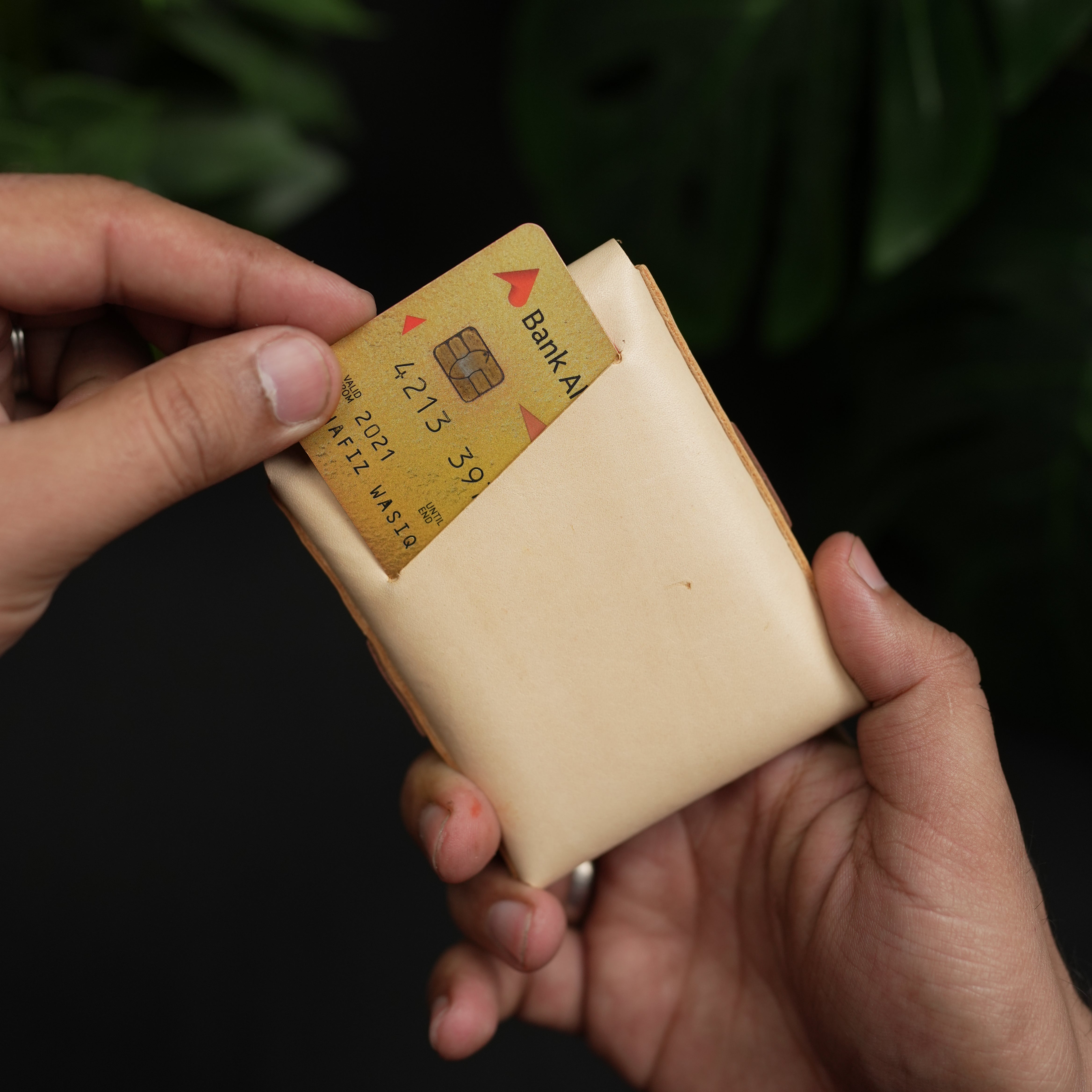 No. 101 All in one Card wallet natural vegtan leather & Brown combination