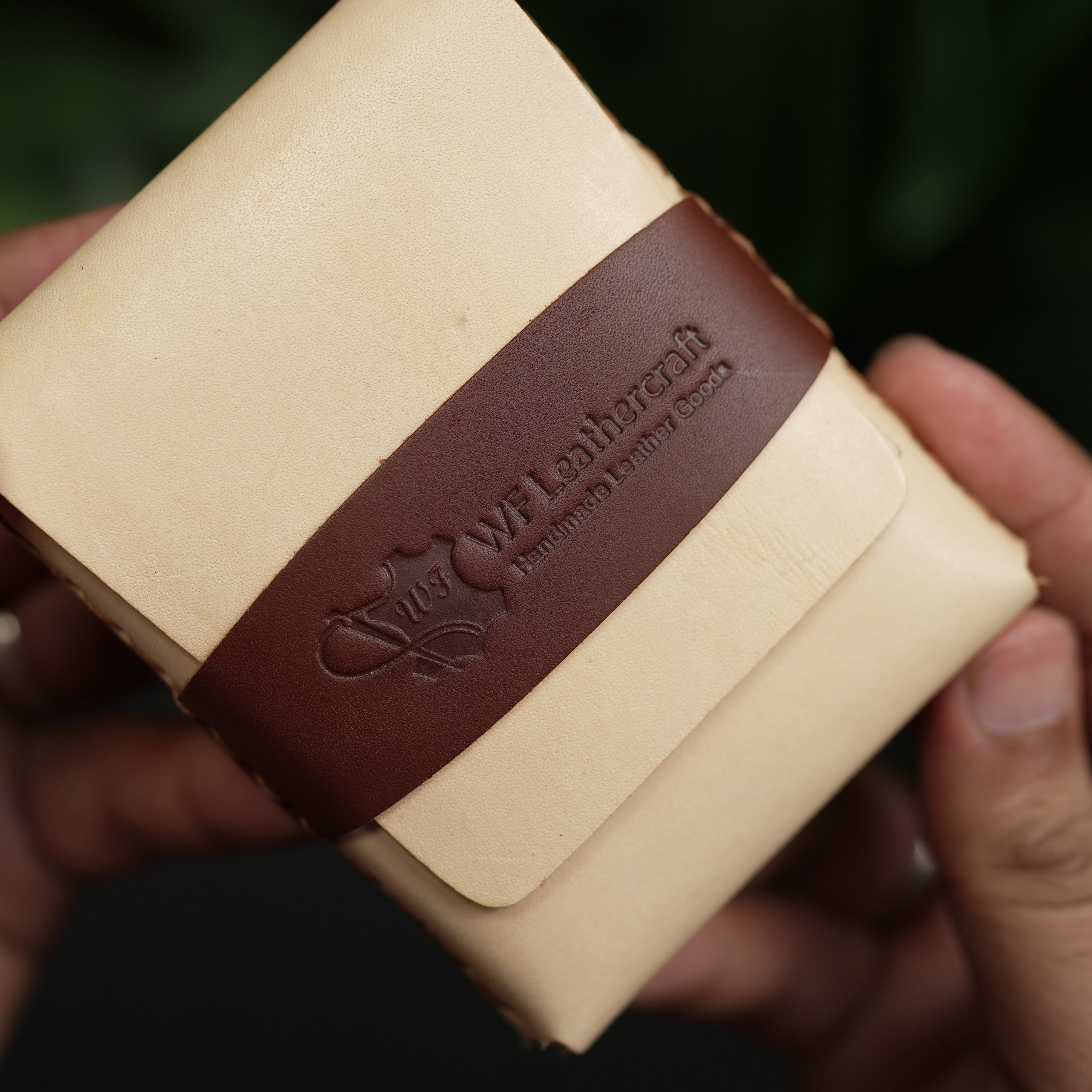 No. 101 All in one Card wallet natural vegtan leather & Brown combination