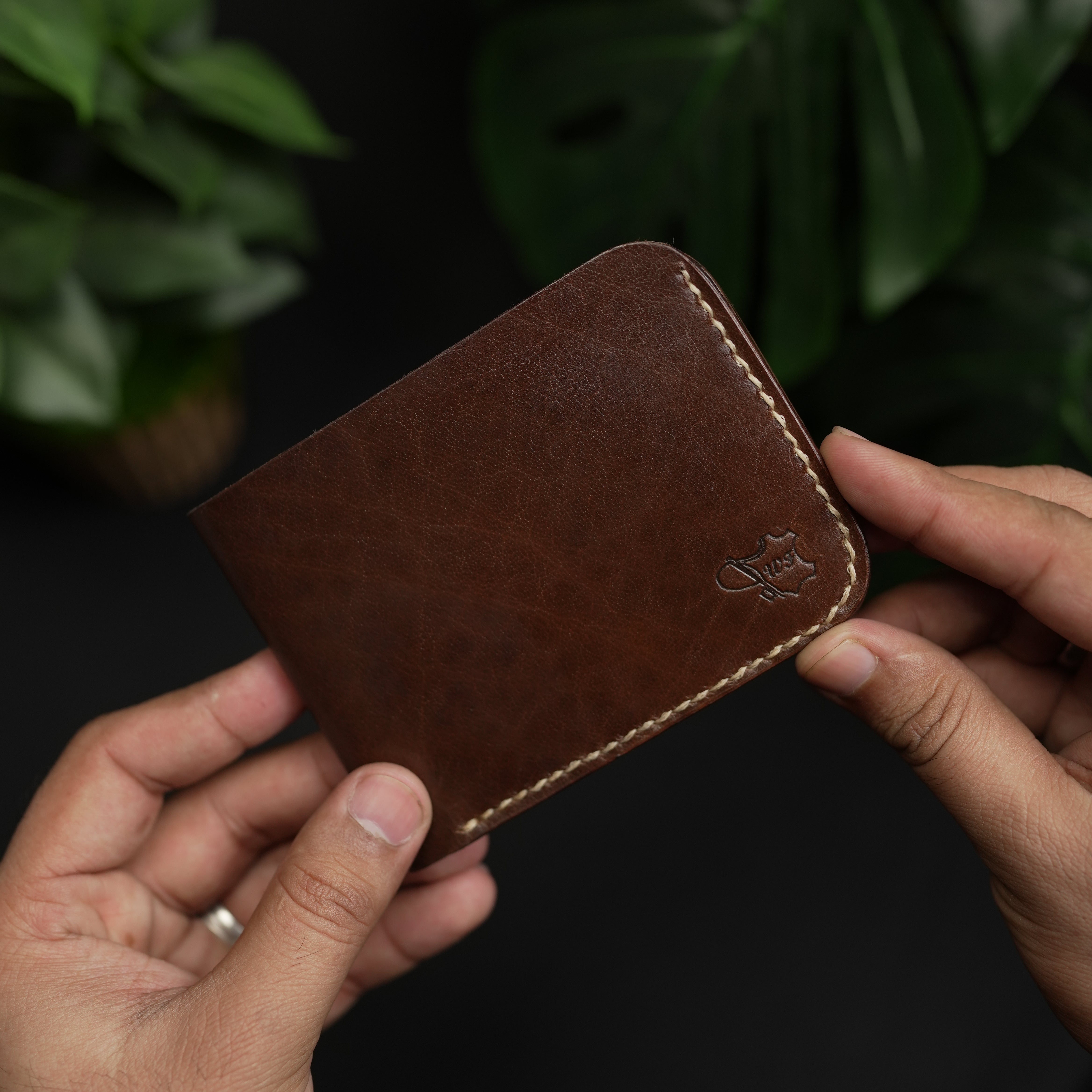 No.55-V2 Classic Bifold Leather Wallet Dark brown and light brown combination