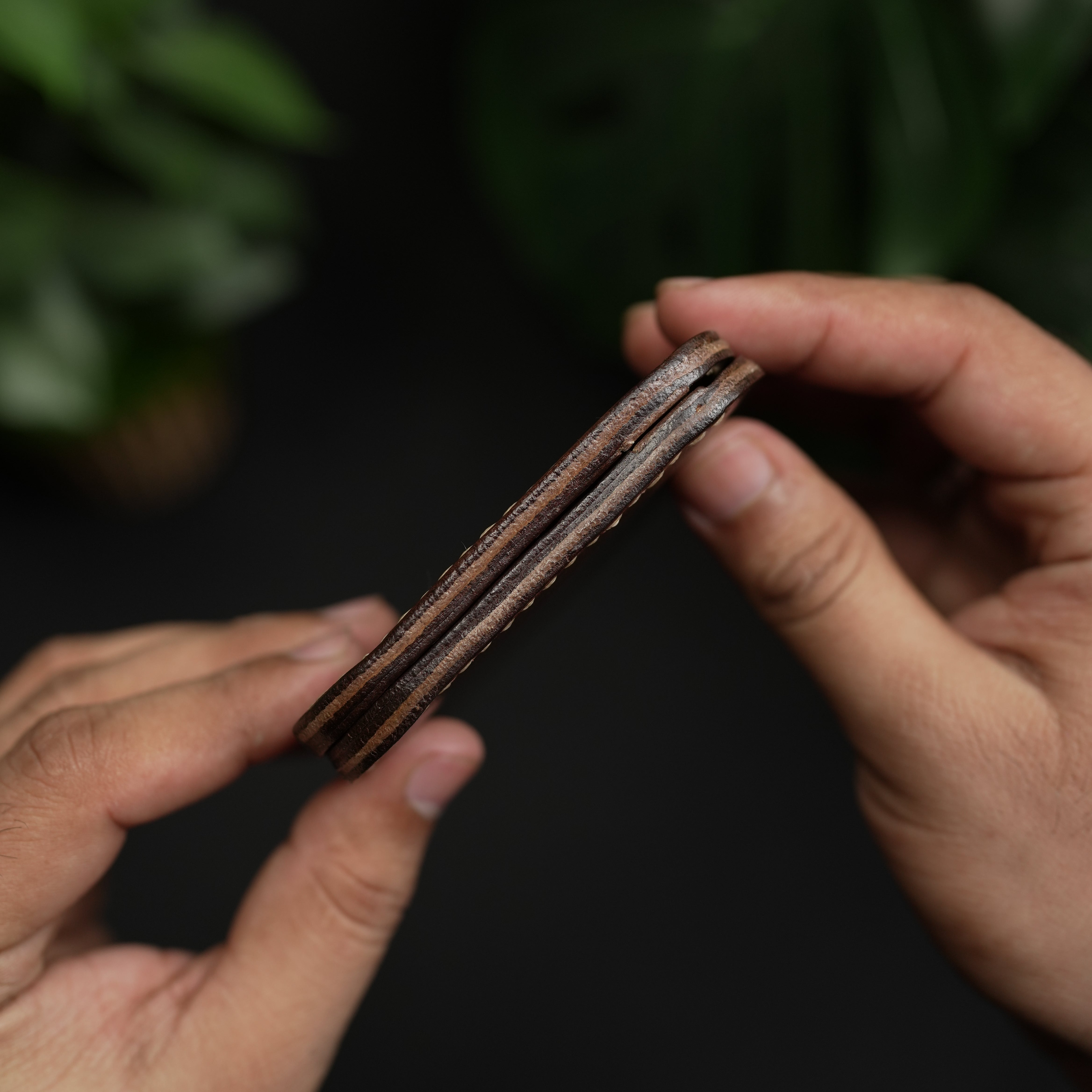 No.55-V2 Classic Bifold Leather Wallet Dark brown and light brown combination