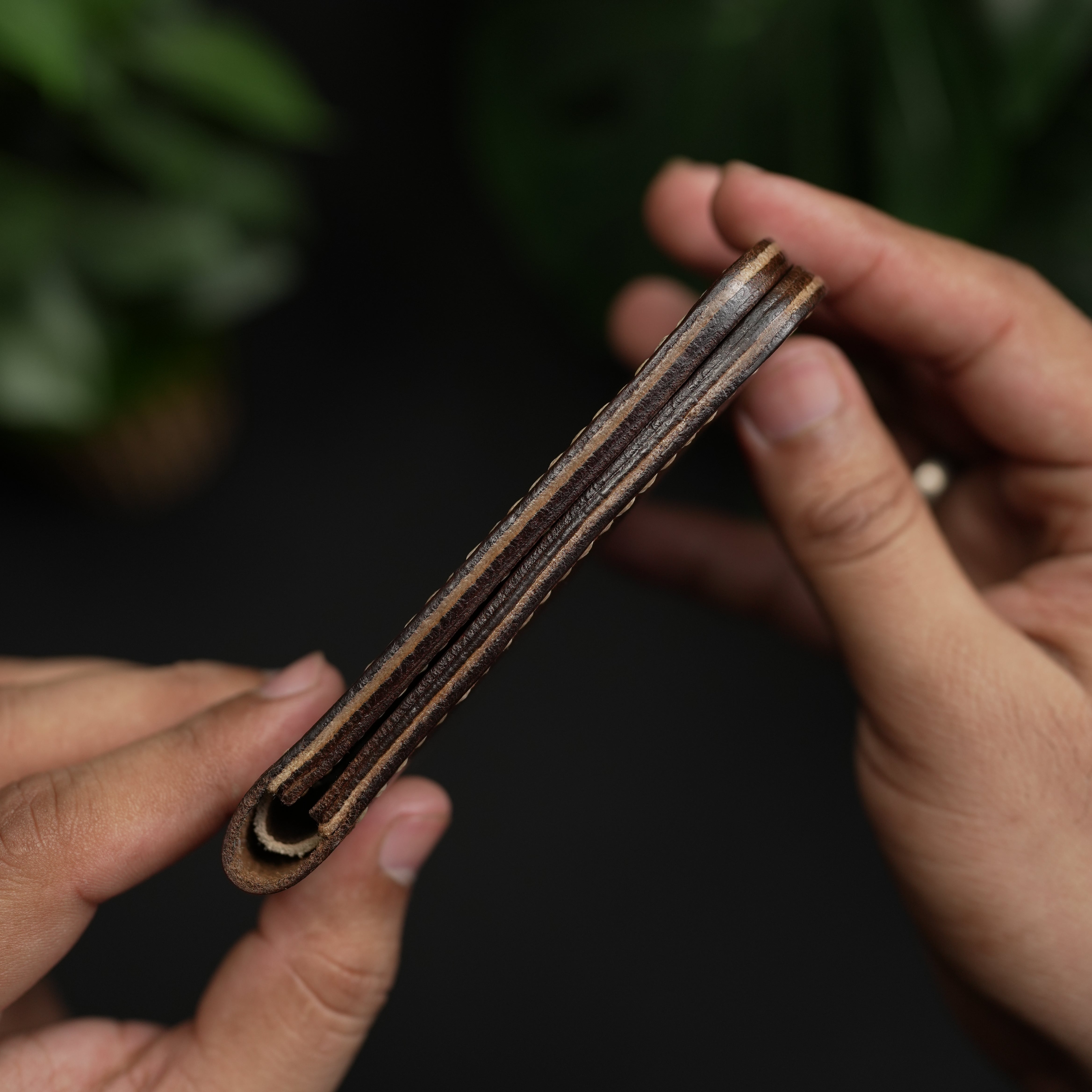 No.55-V2 Classic Bifold Leather Wallet Dark brown and light brown combination