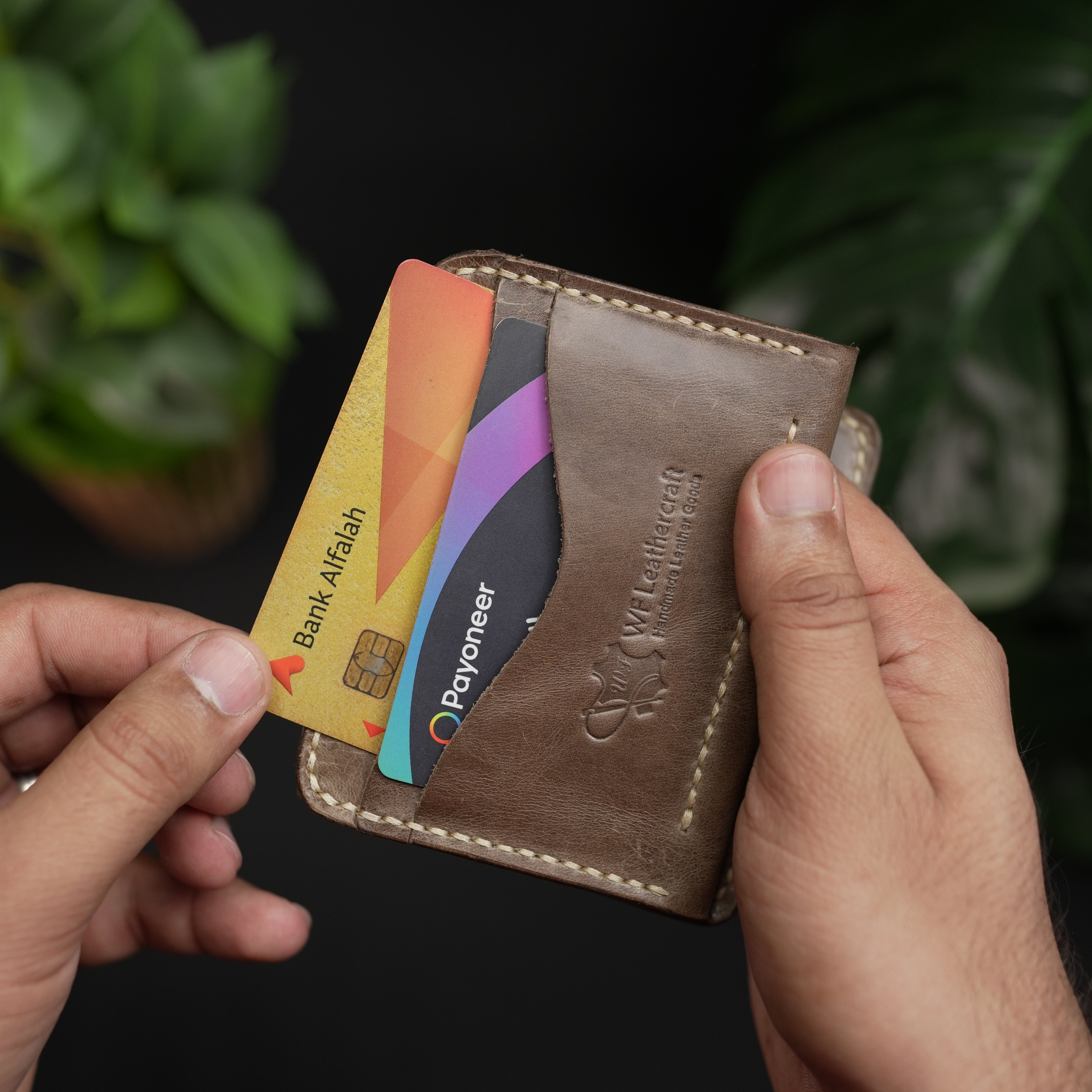 No.69 Vertical  Bifold Leather Wallet Olive Brown Color