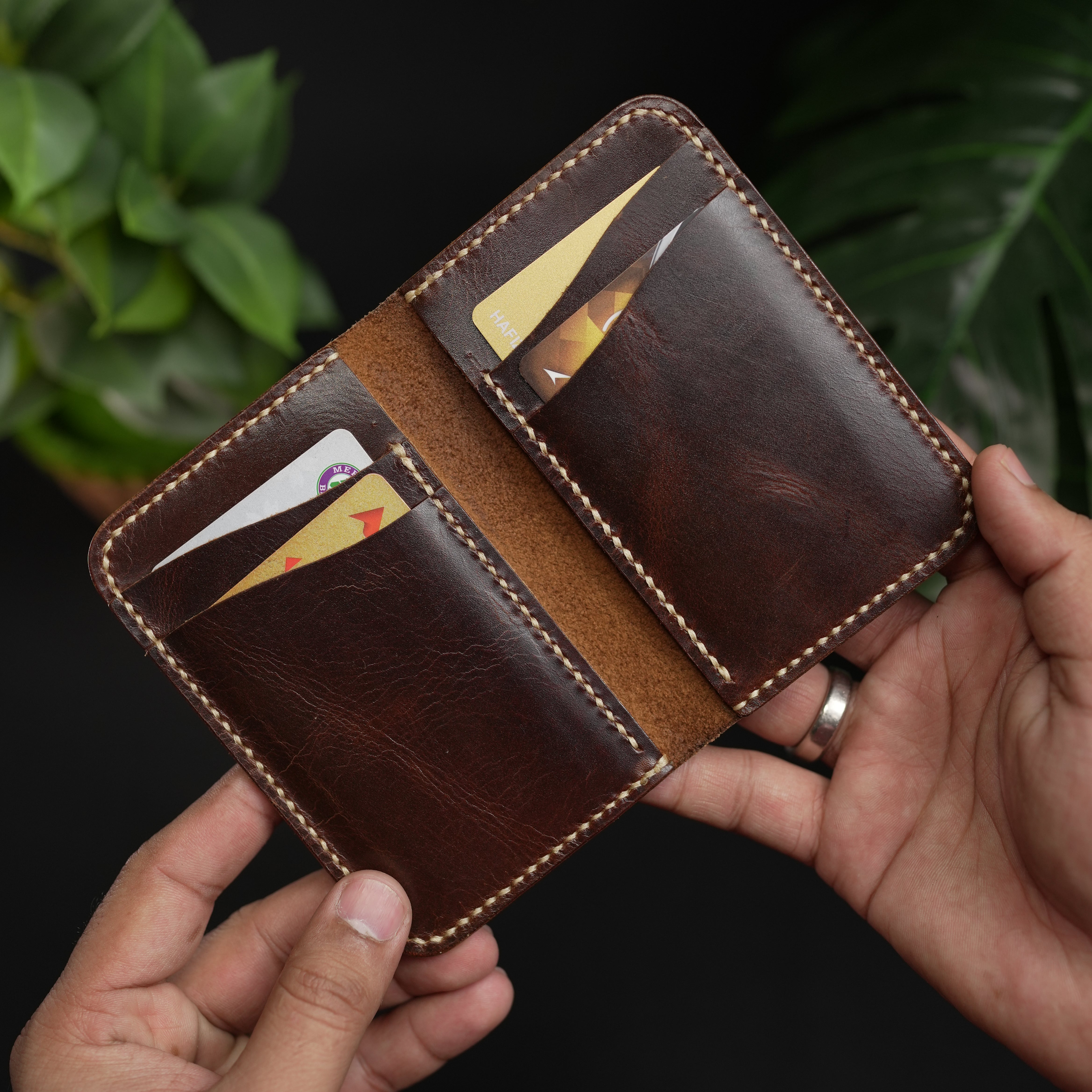 No. 90 Vertical bifold Leather wallet Brown Color