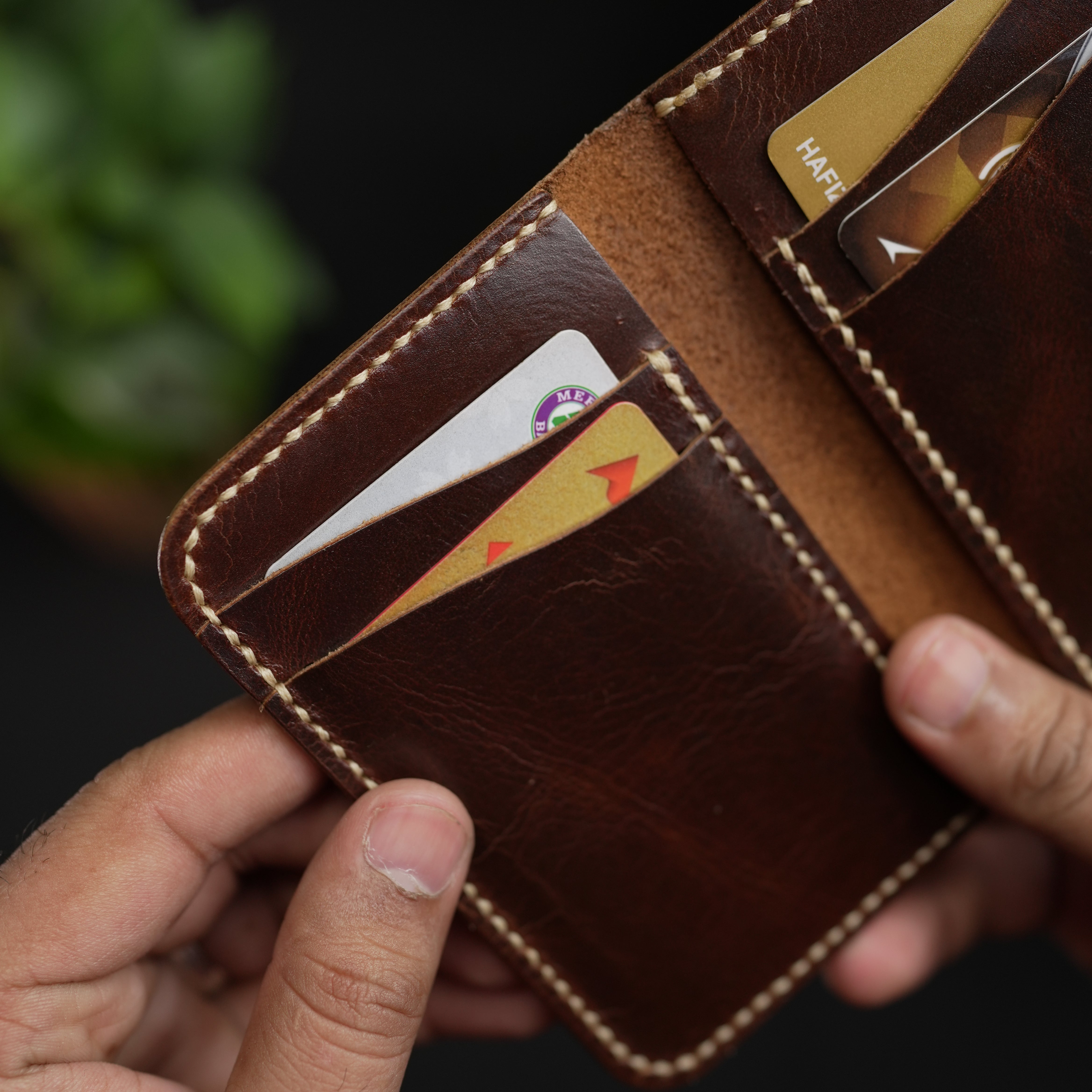 No. 90 Vertical bifold Leather wallet Brown Color