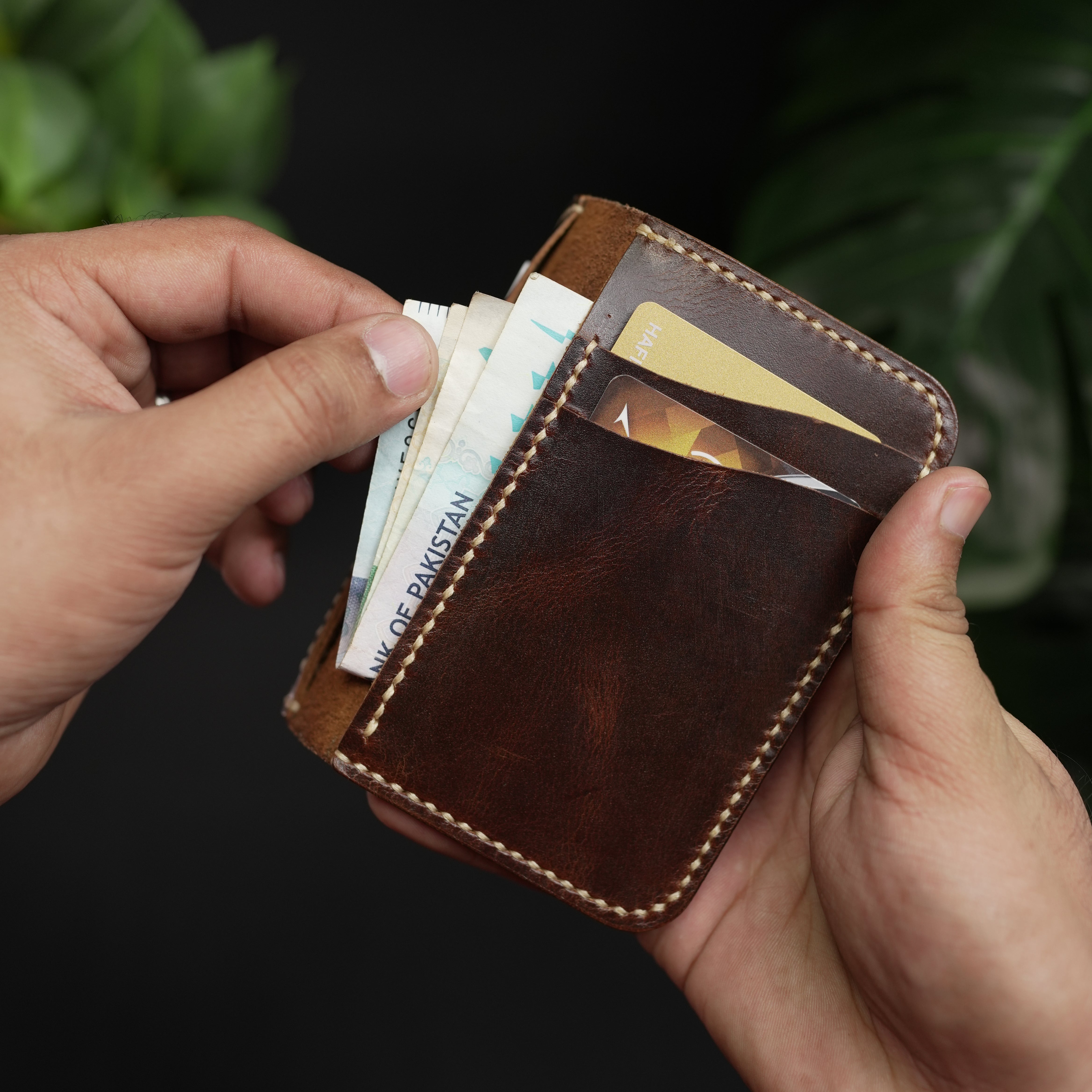 No. 90 Vertical bifold Leather wallet Brown Color