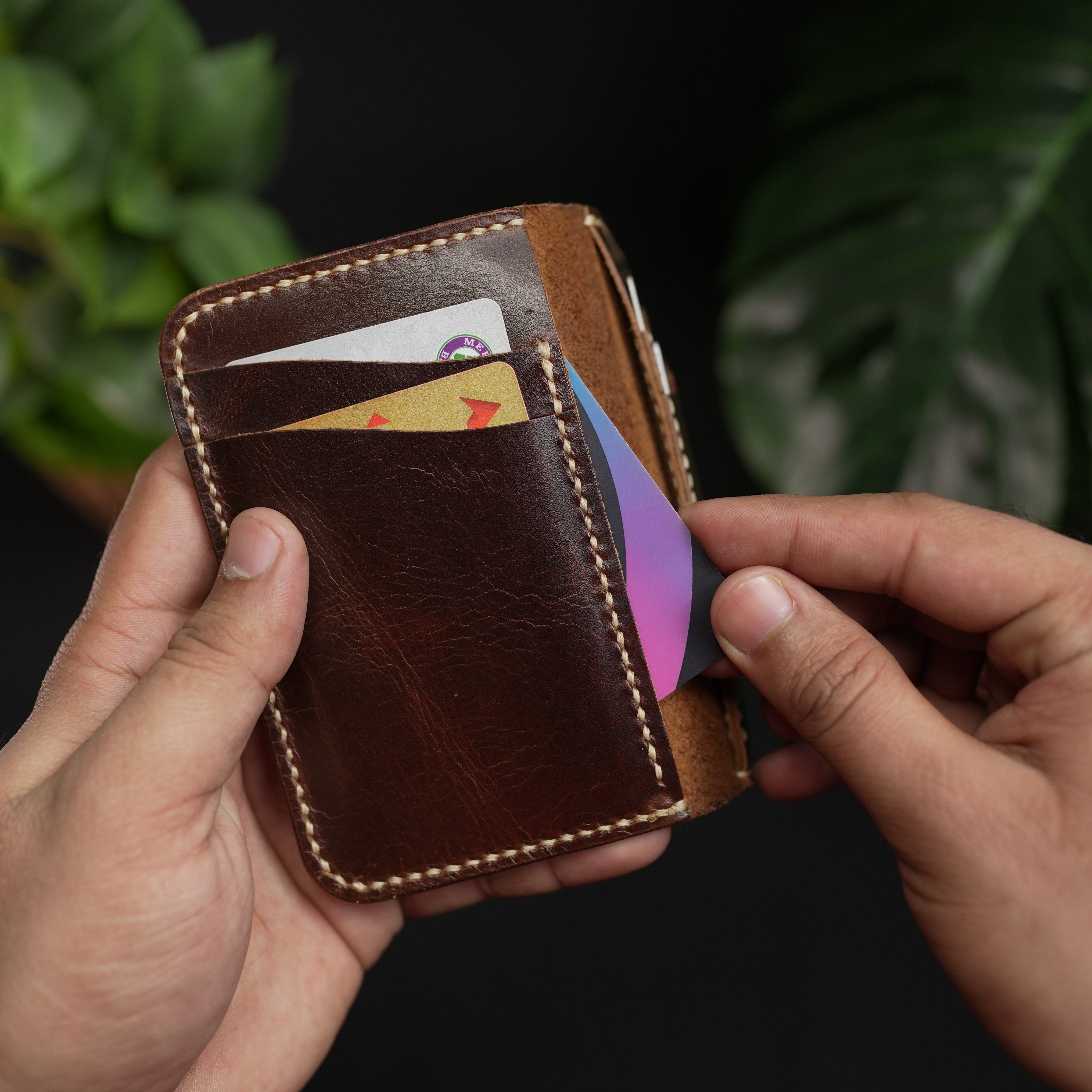 No. 90 Vertical bifold Leather wallet Brown Color