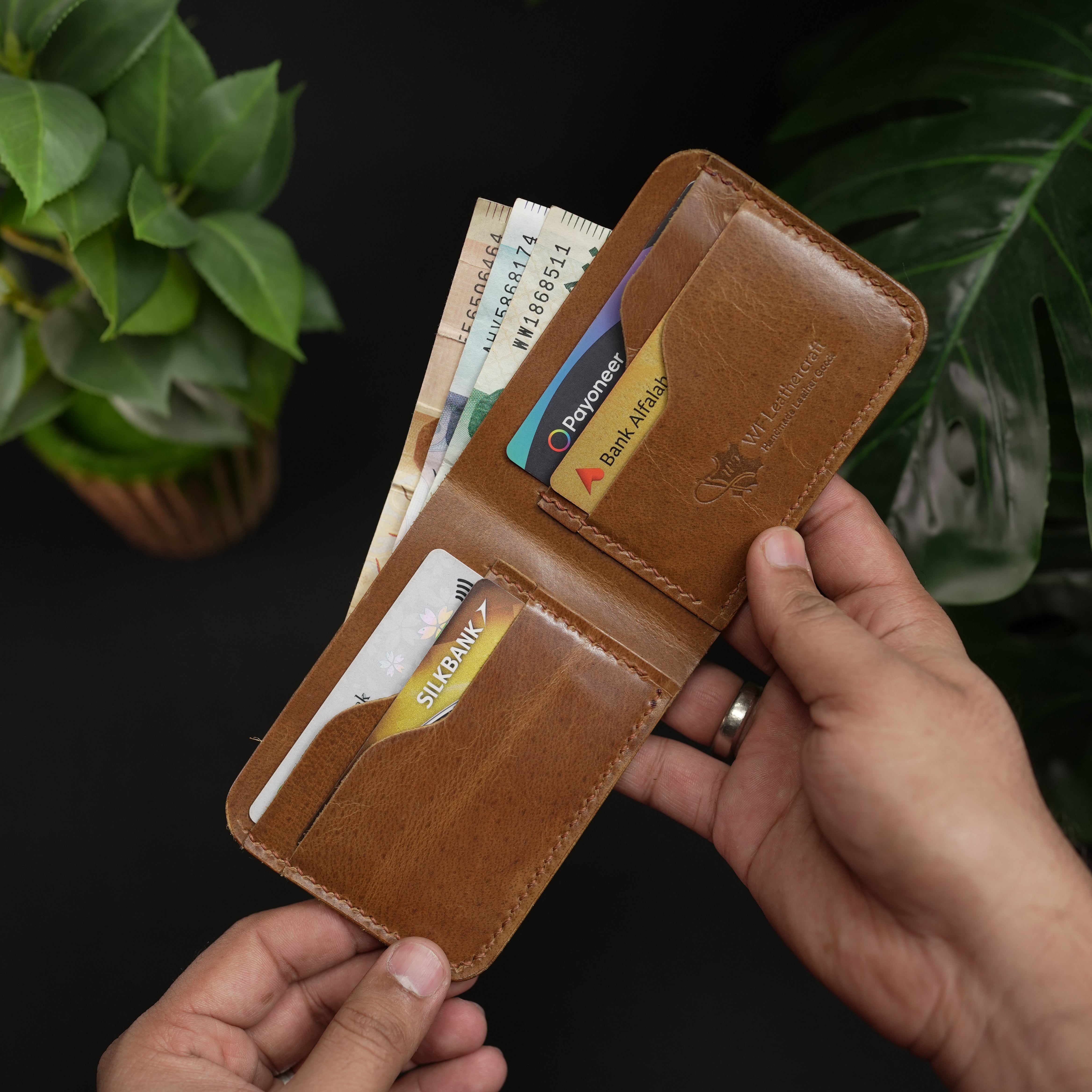 No.55 Bilfold Leather wallet Tan Color