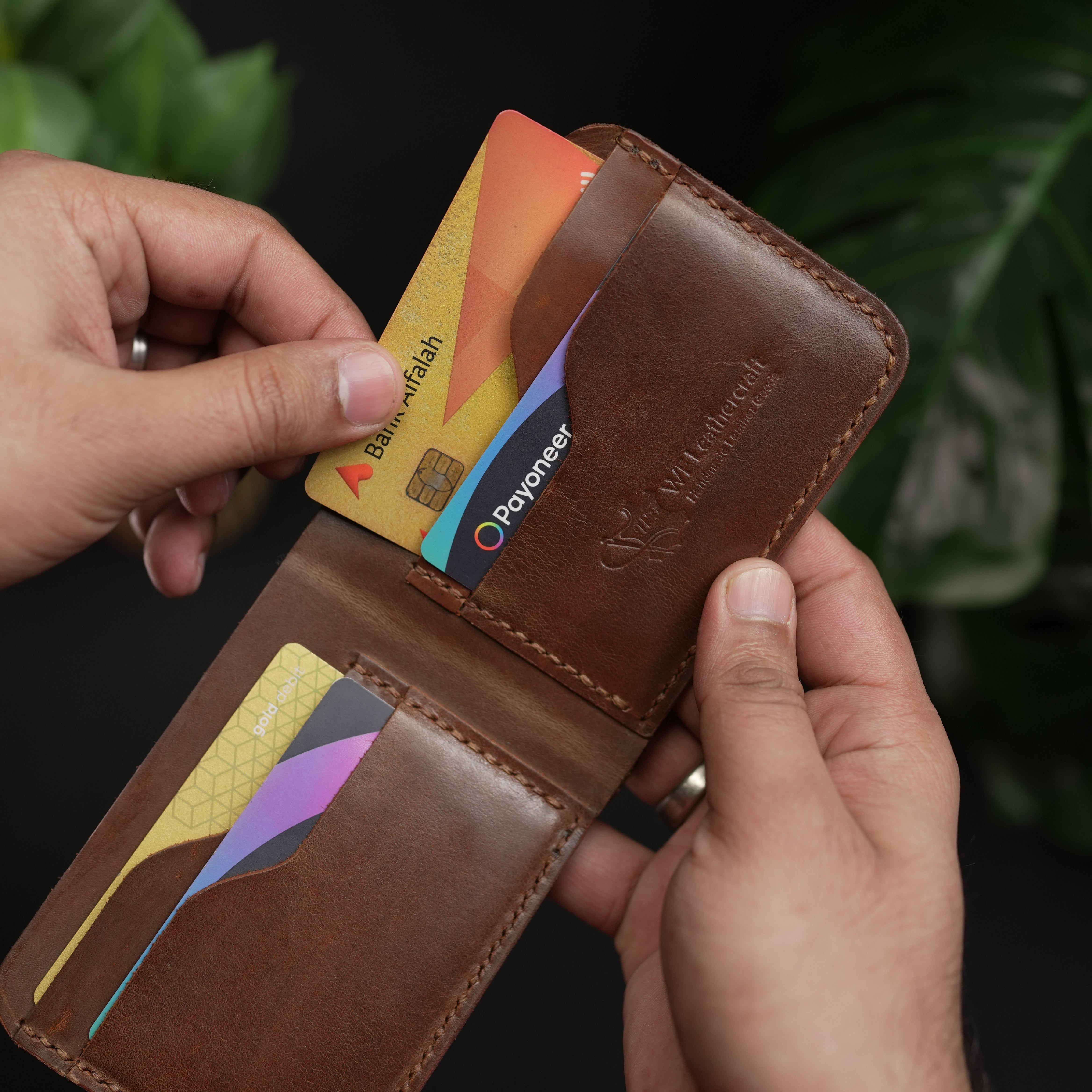 No.55 Bilfold Leather wallet Natural Brown Color