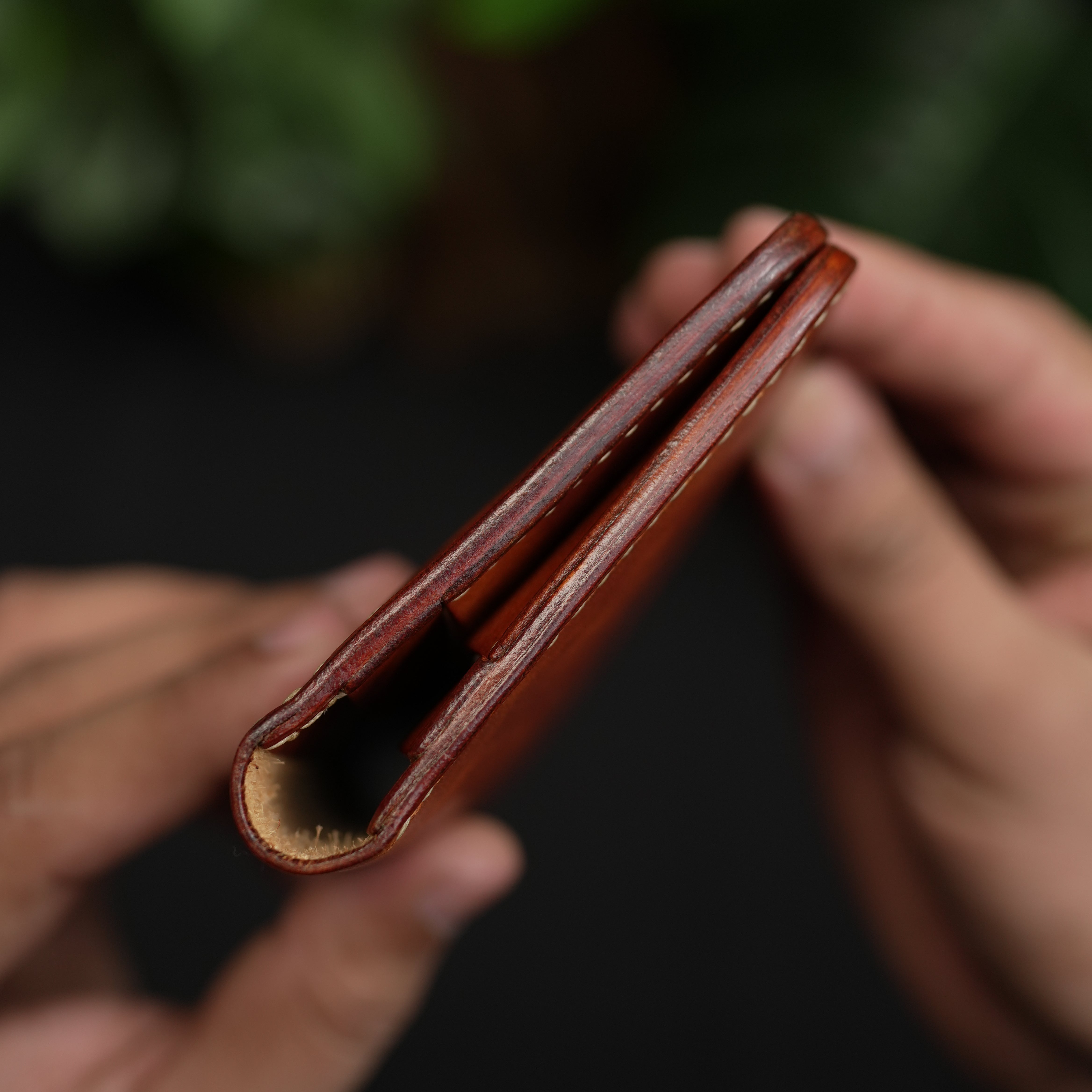 No. 72 Long Bifold Leather Wallet With Hand Dye Vintage Tan Color