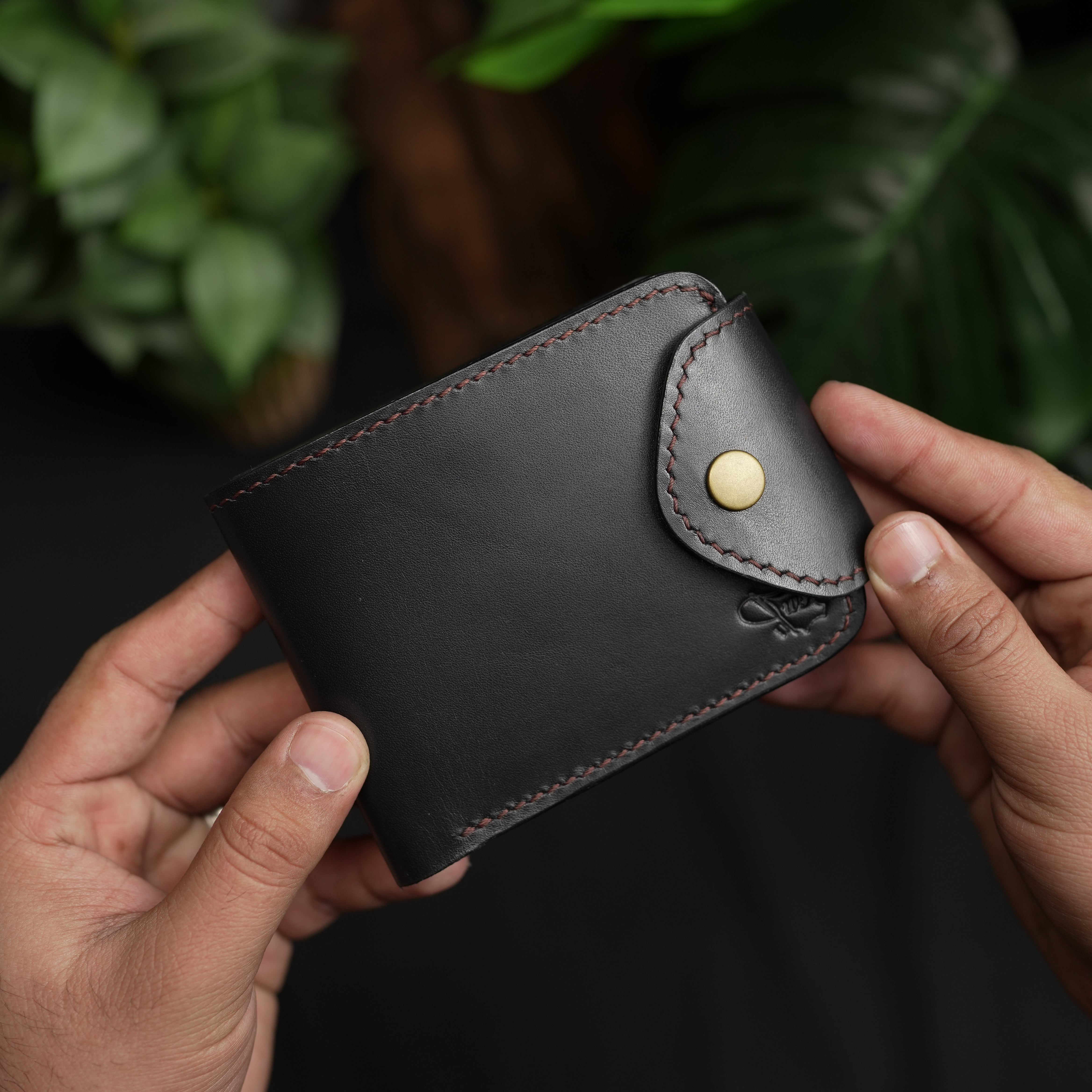 No. 55 Pro claasic full optianl Leather wallet Black with burgandy