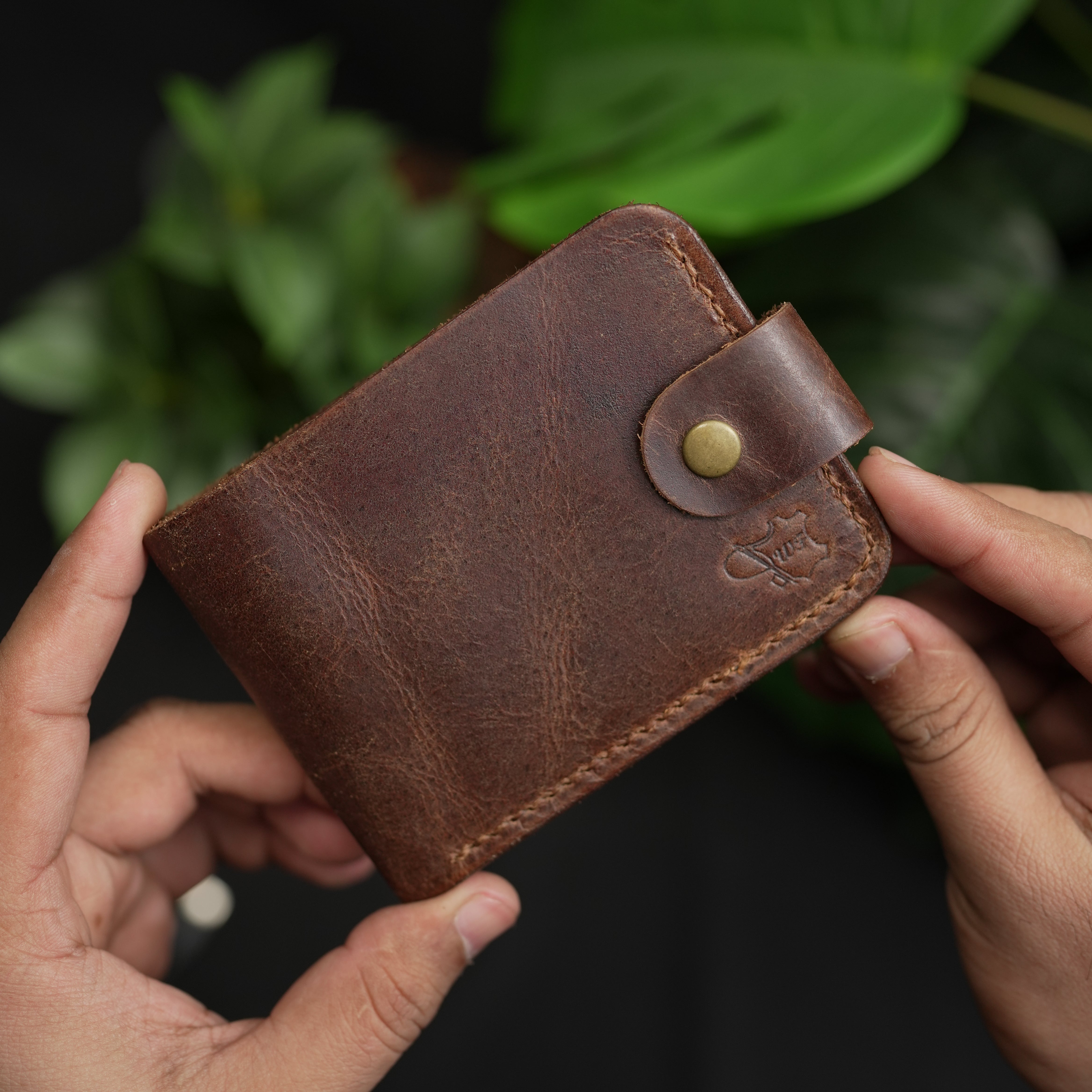 No.55 Bifold Wallet Natural Brown With Button