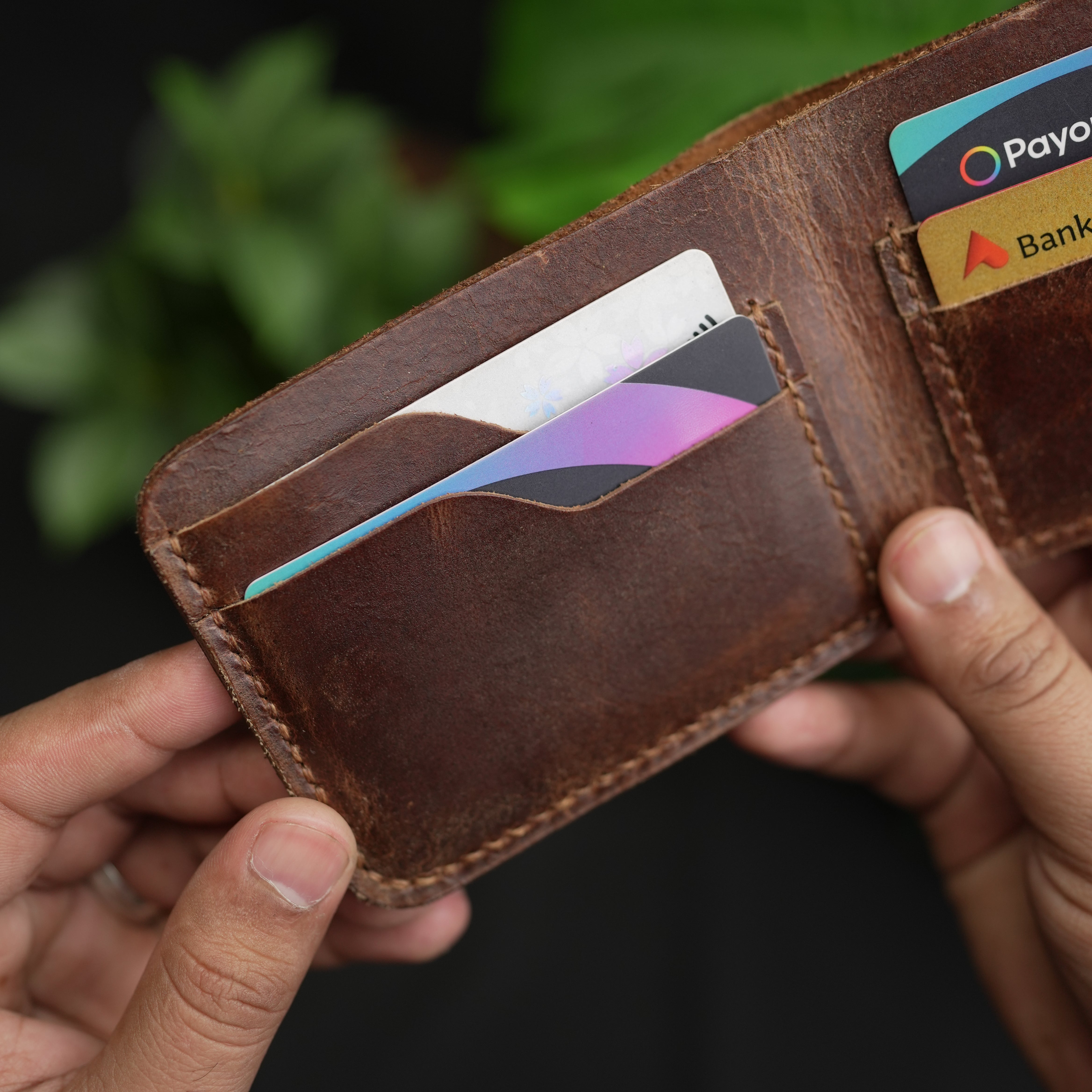 No.55 Bifold Wallet Natural Brown With Button