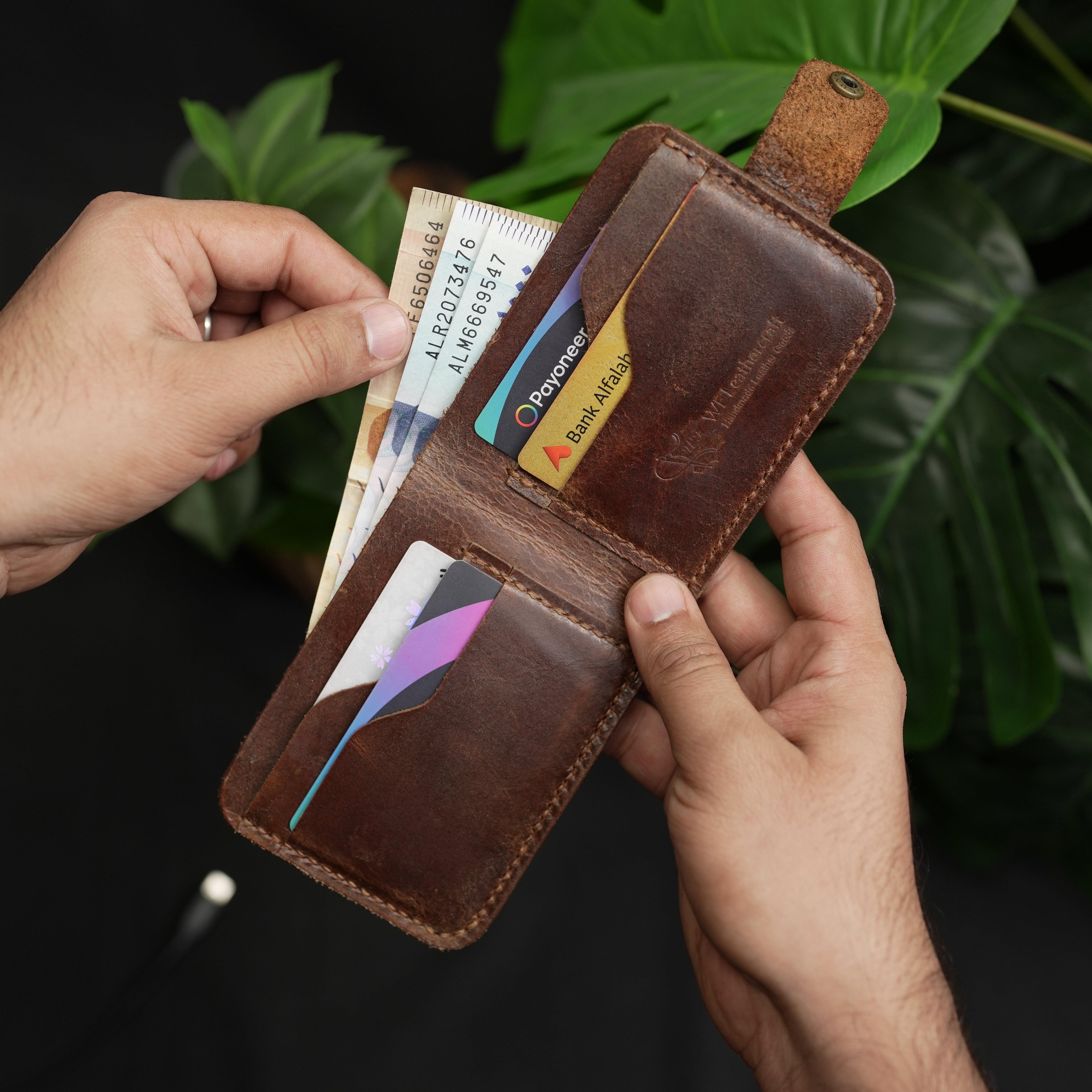 No.55 Bifold Wallet Natural Brown With Button