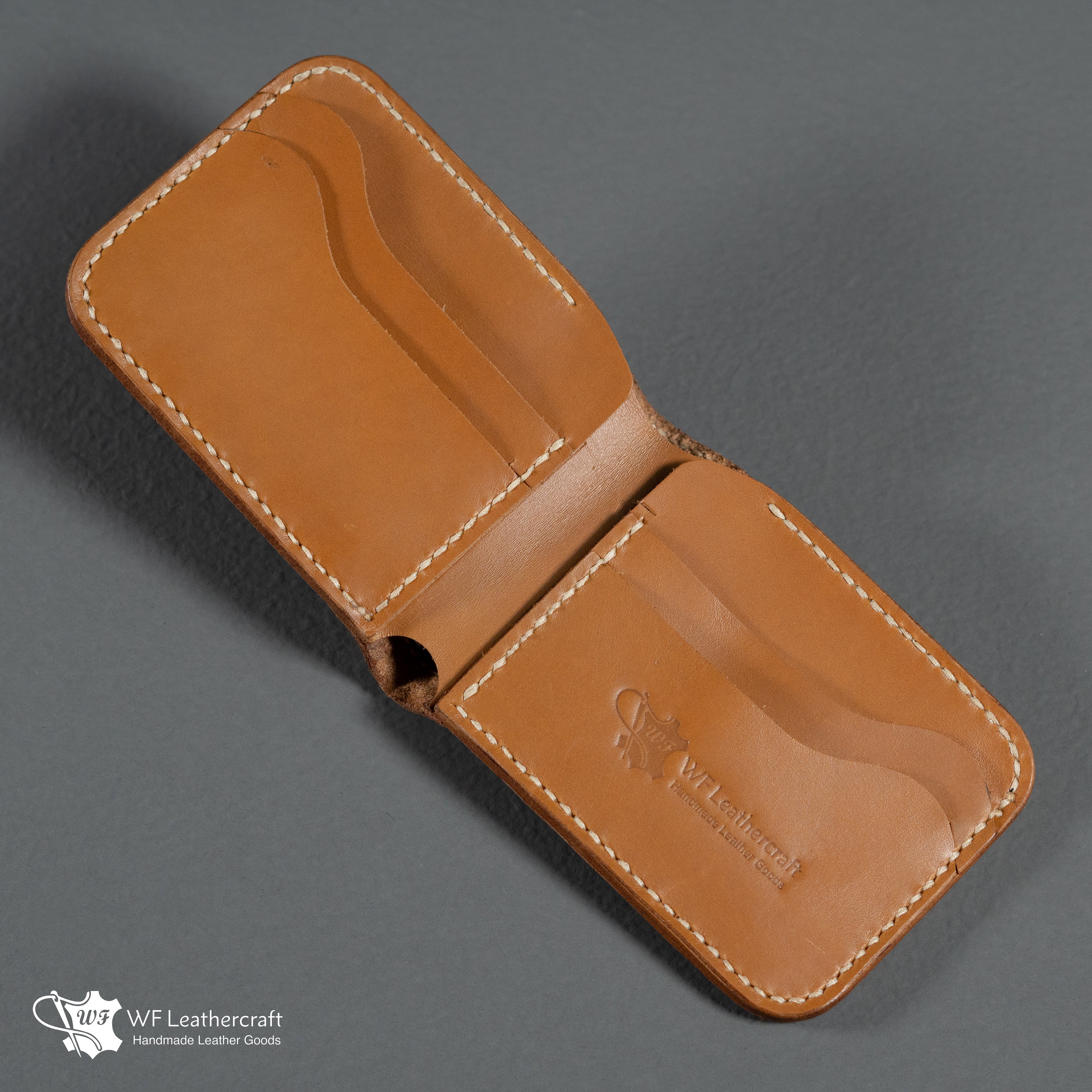 No.55 classic Bifold Leather Wallet (Tan color with crocodile)