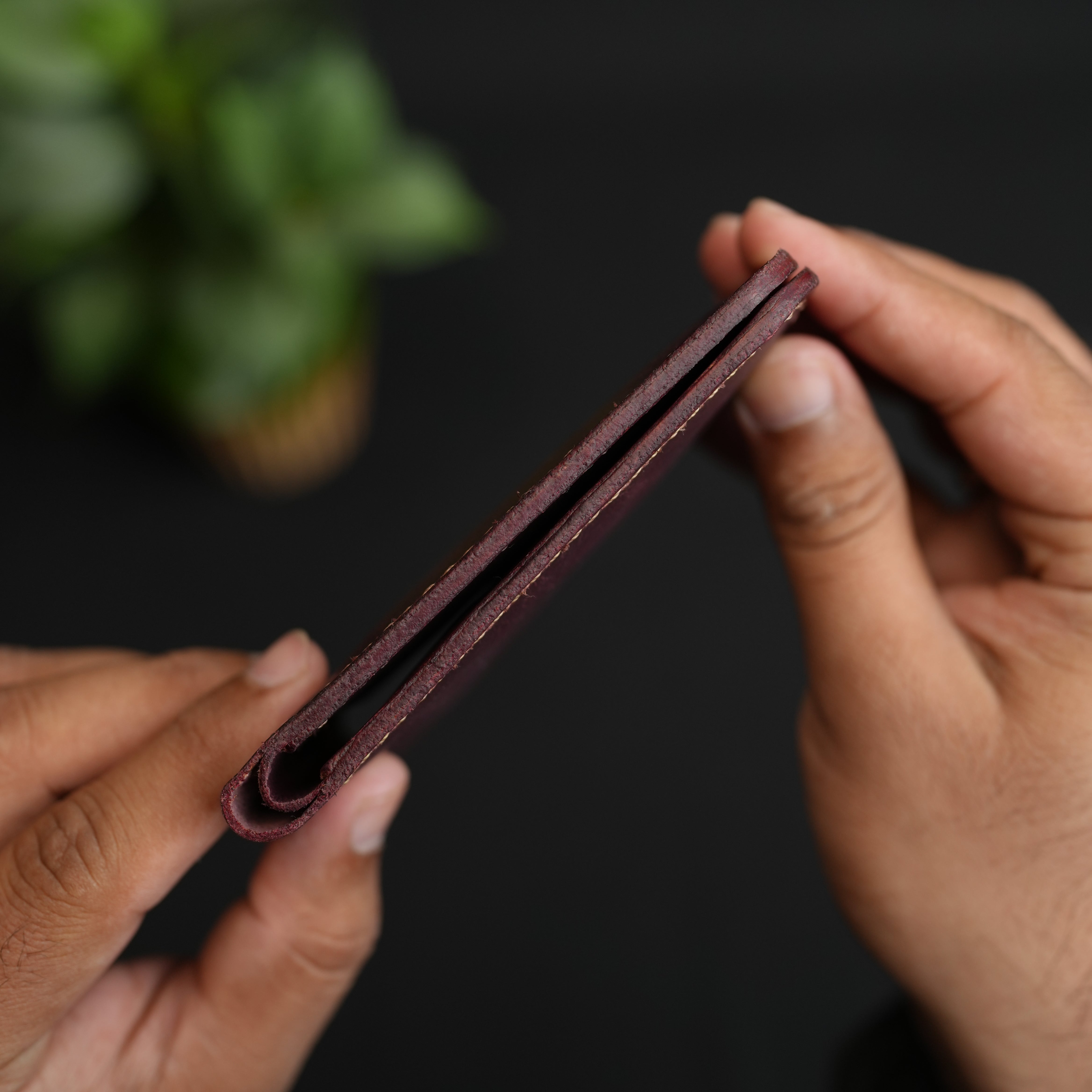 No.55 Bilfold Leather wallet Bordo Color