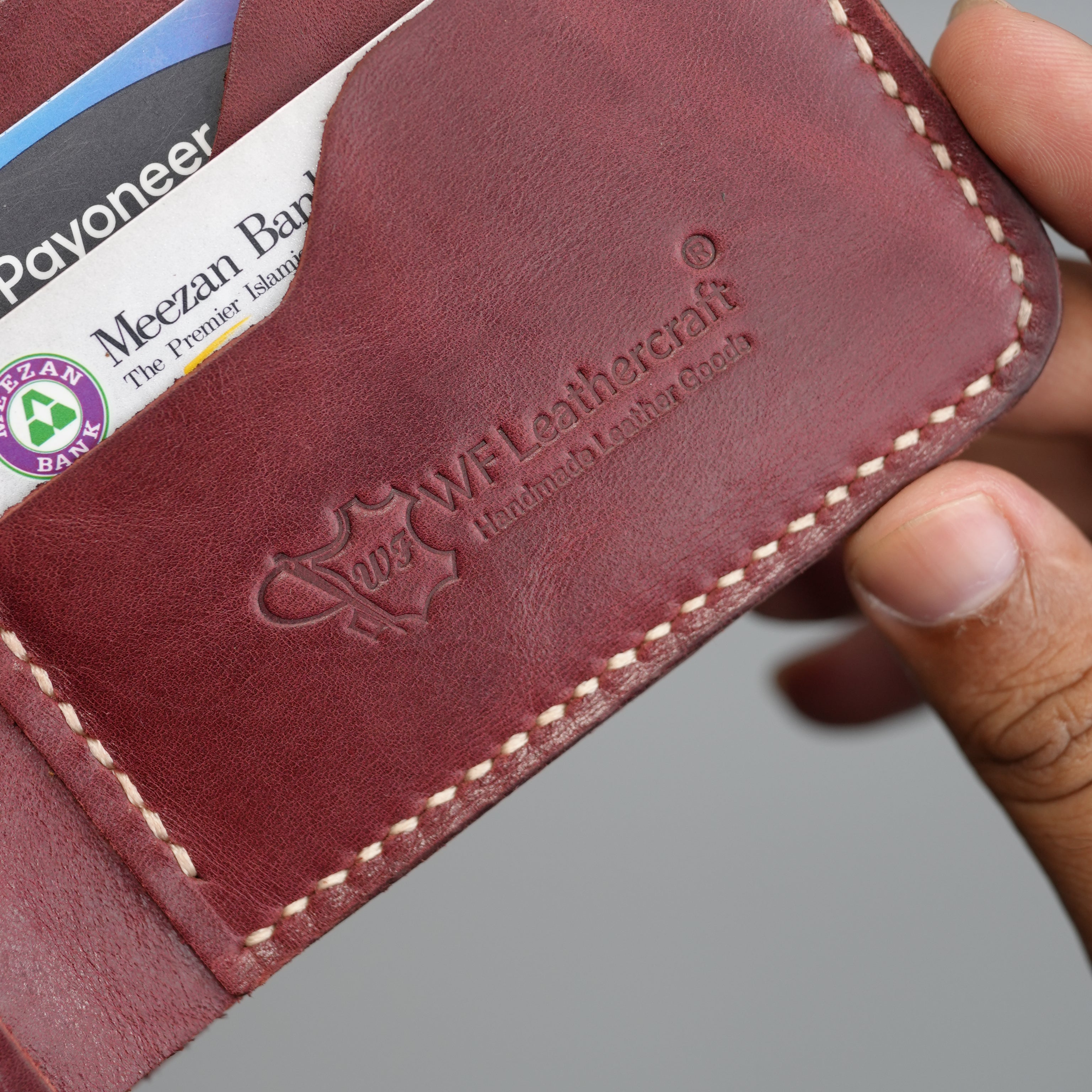 No.55 Bilfold Leather wallet Burgandy Color